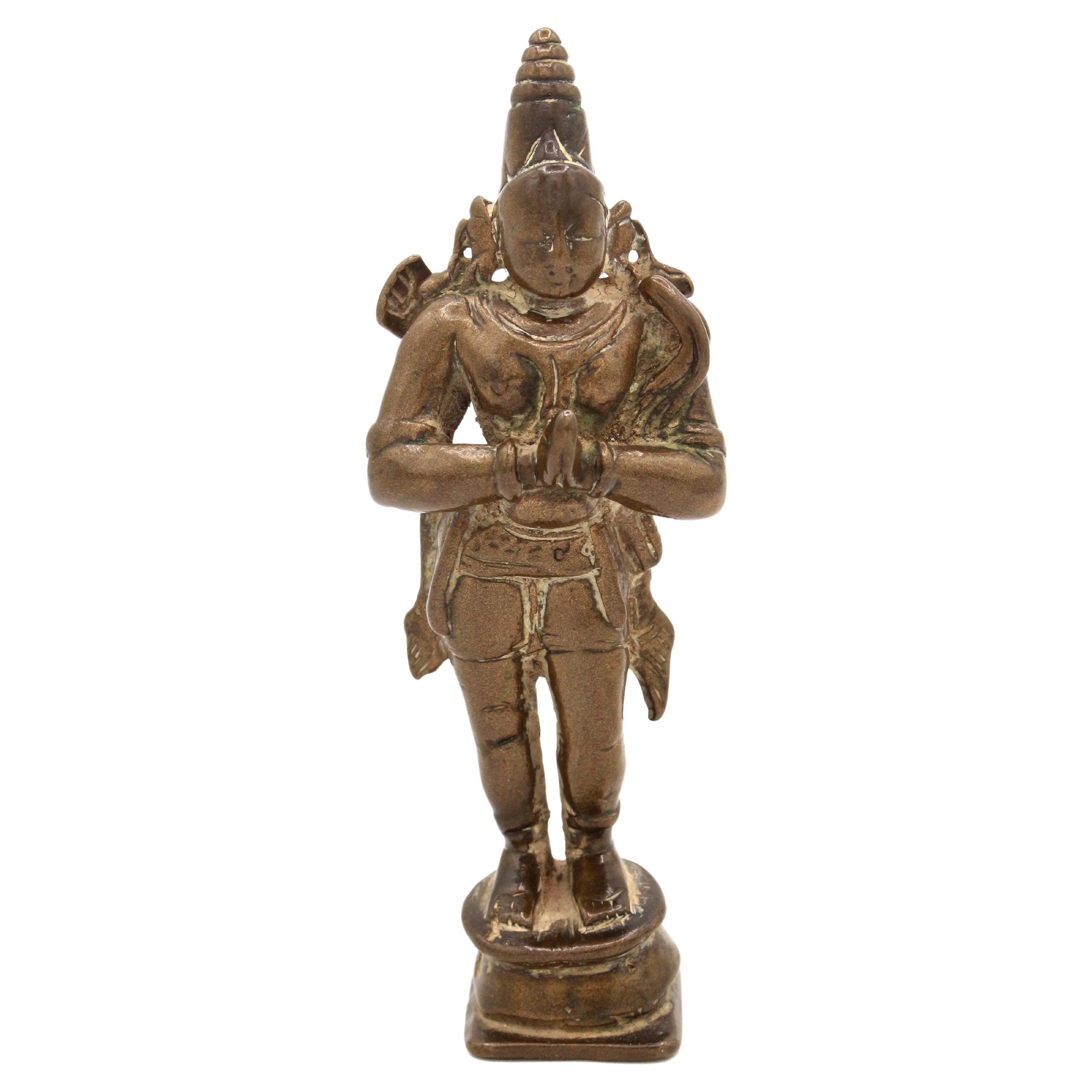 19th Century Small Serene Bronze Hindu God Statue