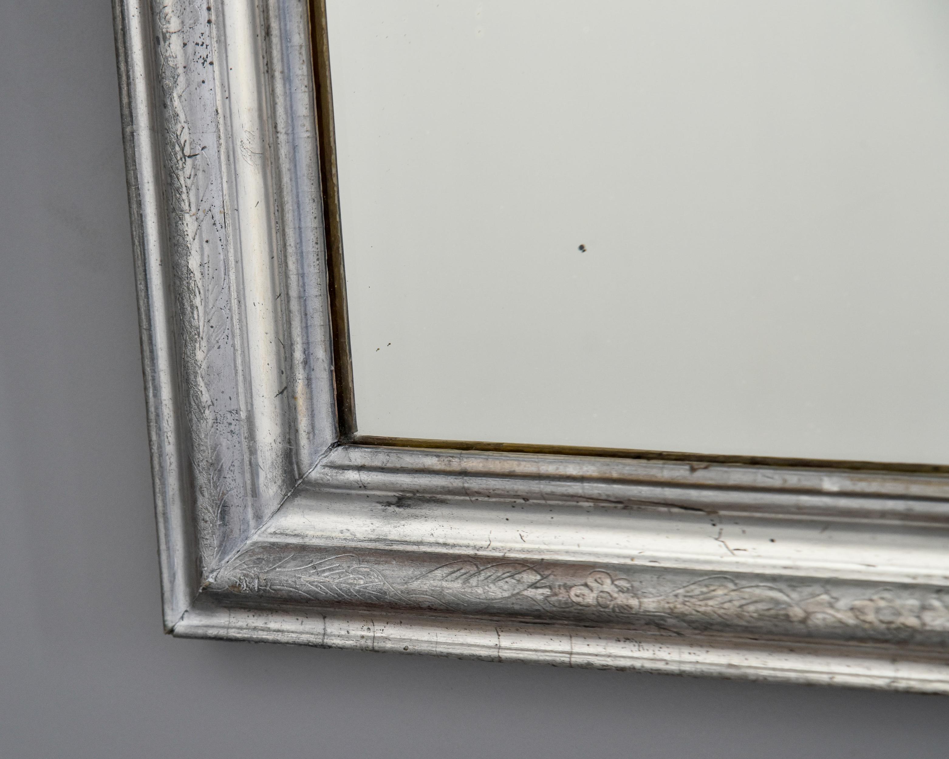 19th Century Small Silver Louis Philippe Mirror For Sale 7