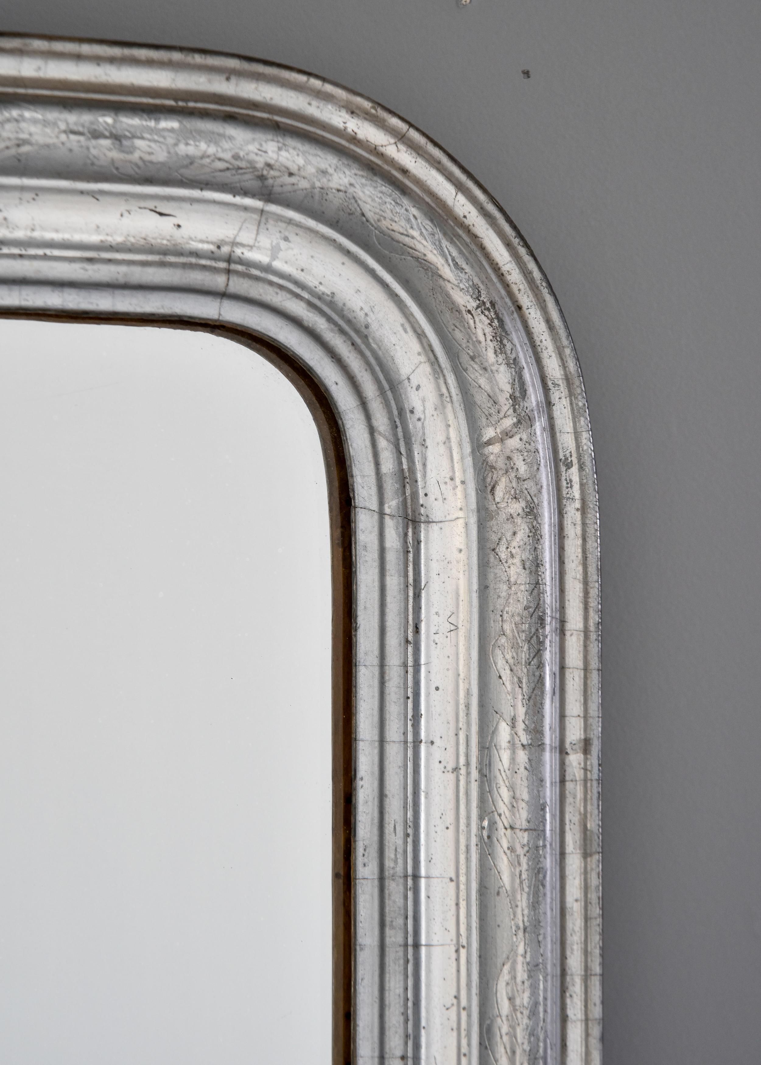 19th Century Small Silver Louis Philippe Mirror For Sale 3