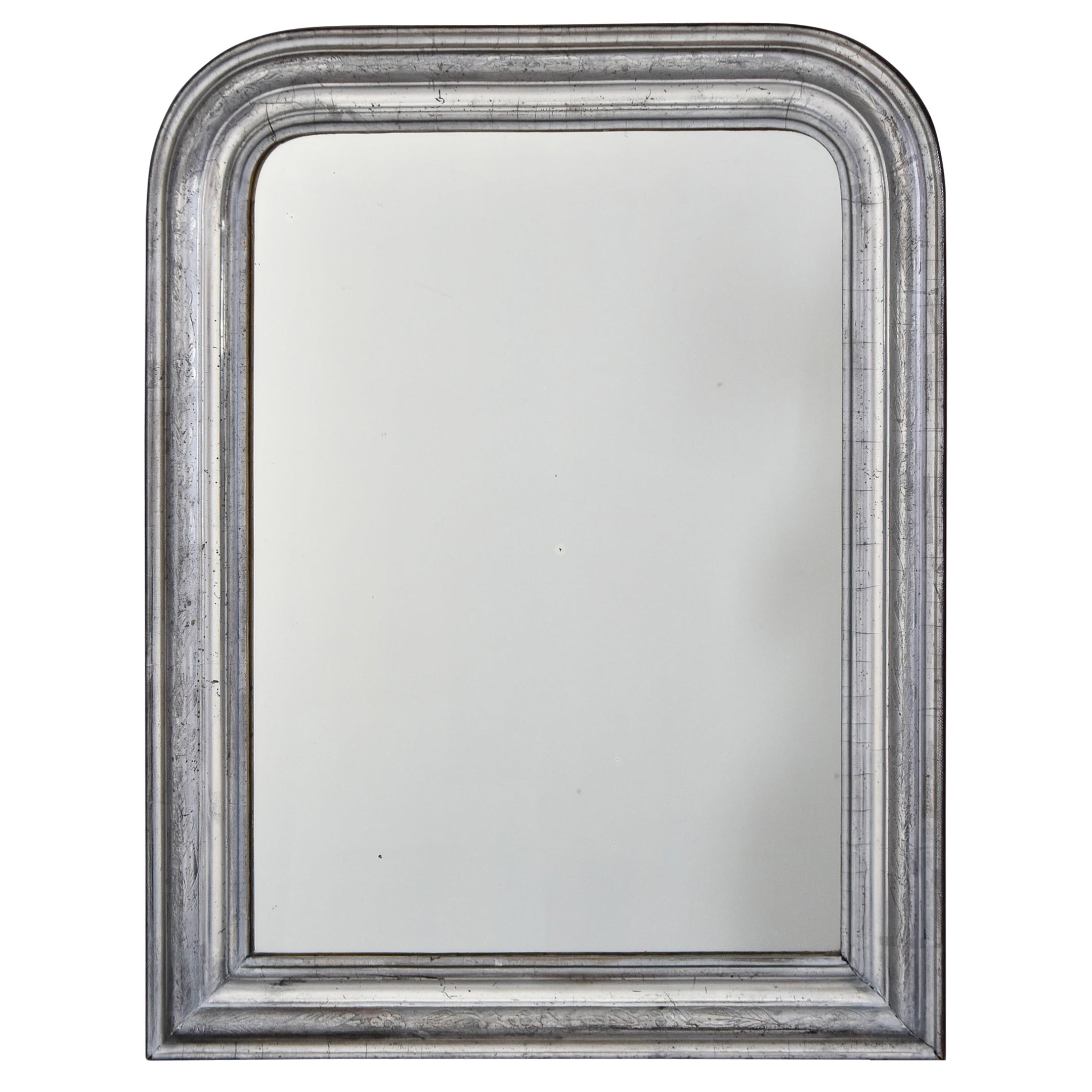 Pequeño espejo Louis Philippe de plata del siglo XIX