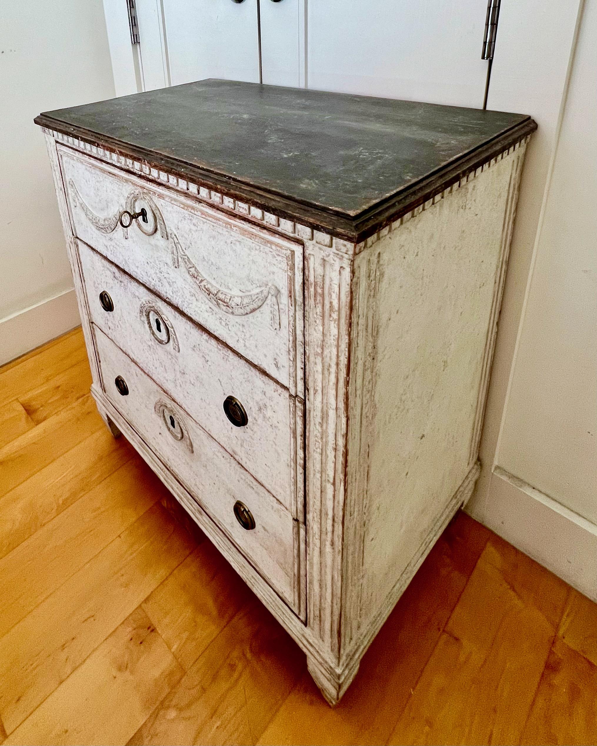 Hand-Carved 19th century Small Swedish Chest For Sale