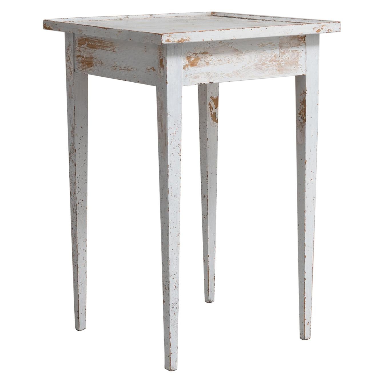 19th Century Small Swedish White Gustavian Side Table For Sale