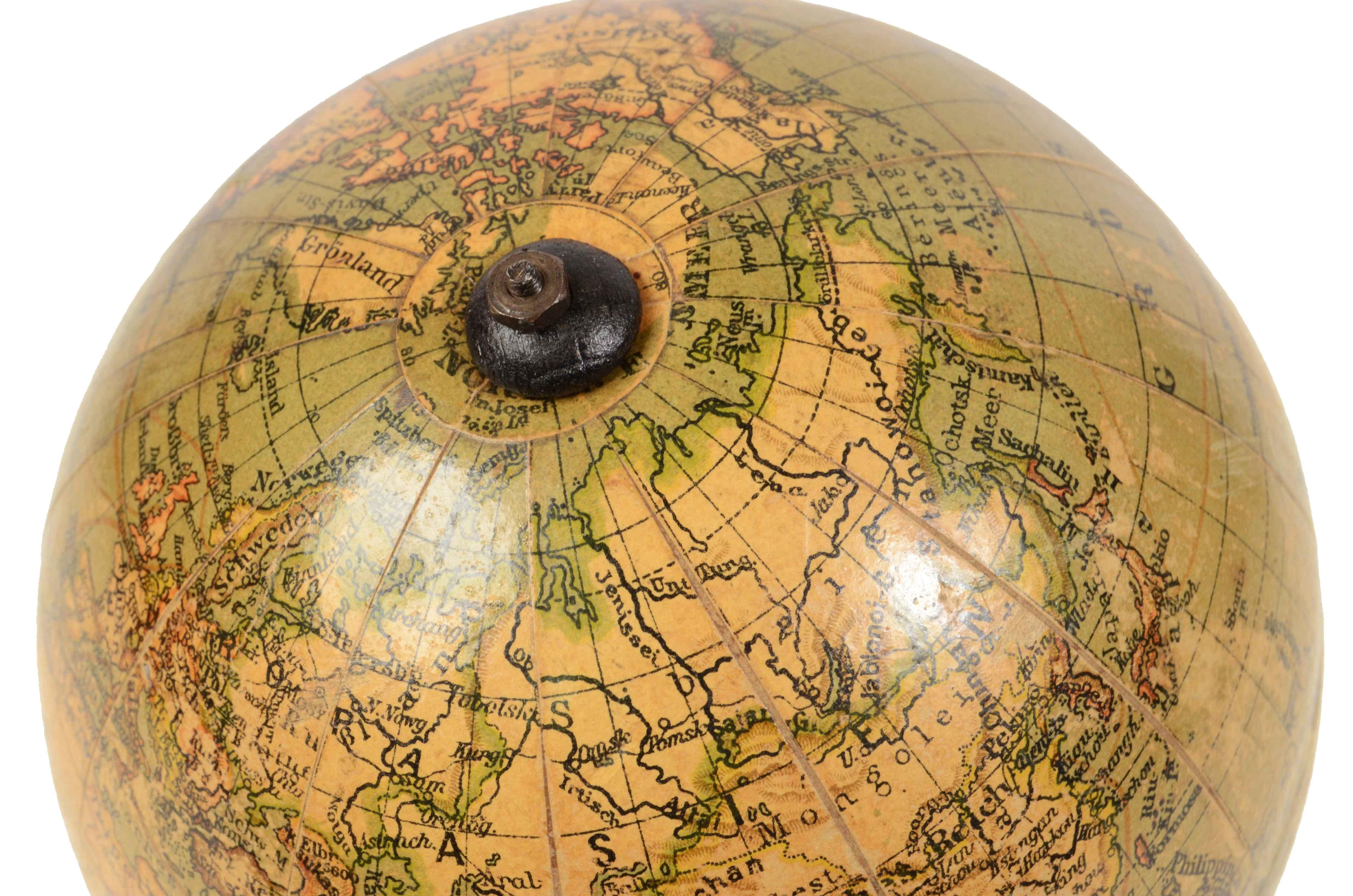 19th Century Small Terrestrial Globe Edited in Germany by Prof. Arthur Krause 5
