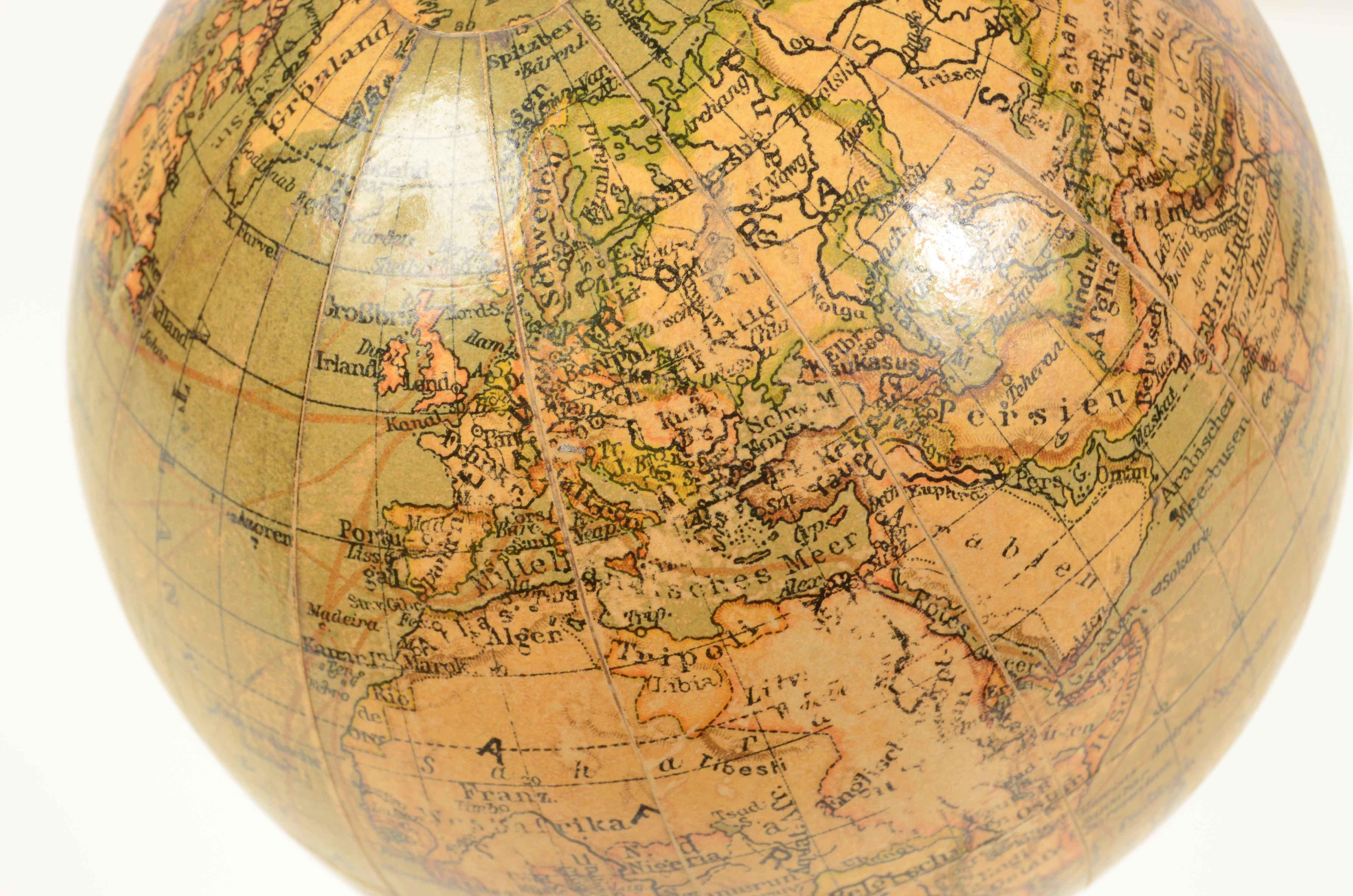 19th Century Small Terrestrial Globe Edited in Germany by Prof. Arthur Krause 9