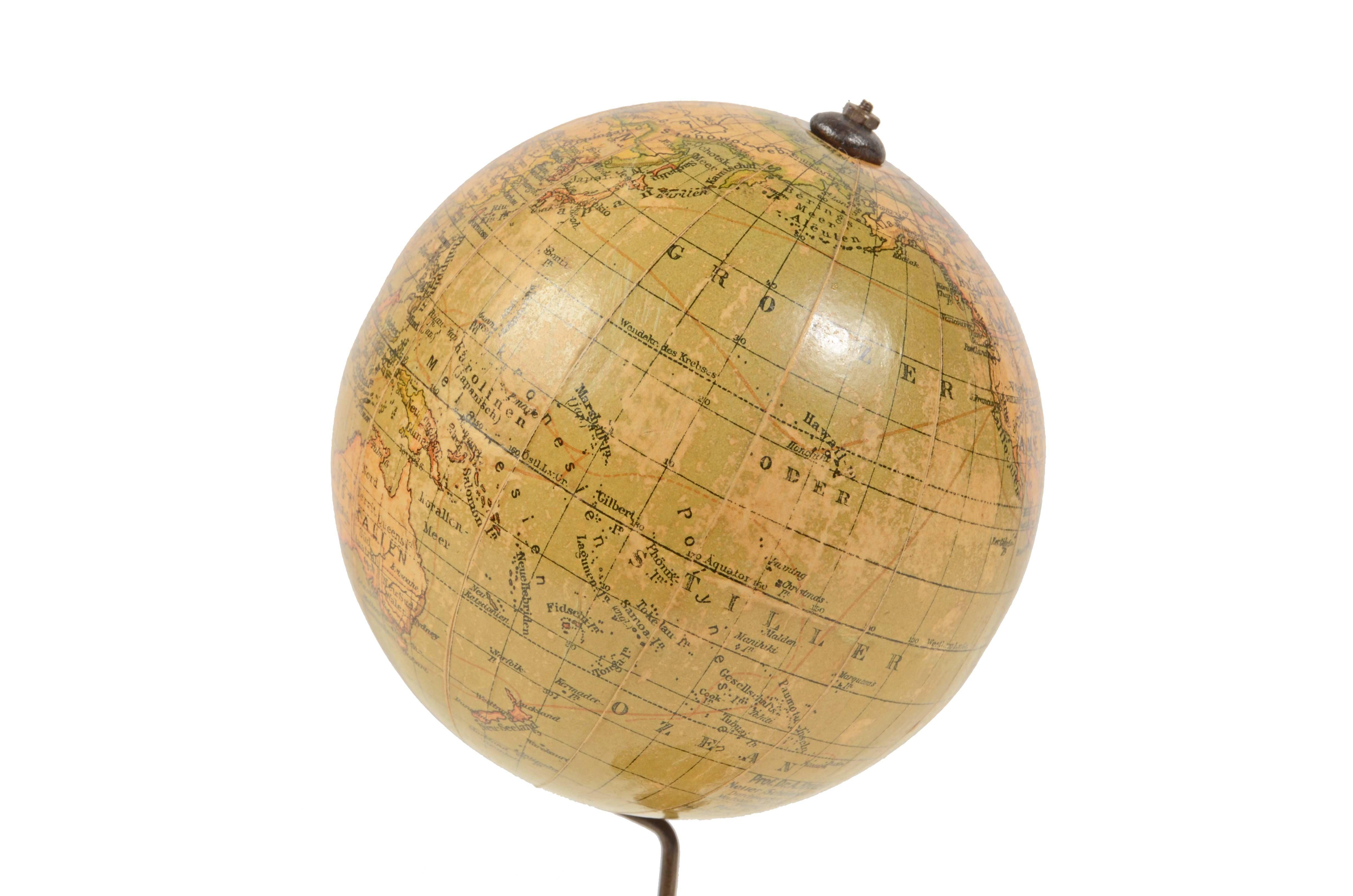 Late 19th Century 19th Century Small Terrestrial Globe Edited in Germany by Prof. Arthur Krause