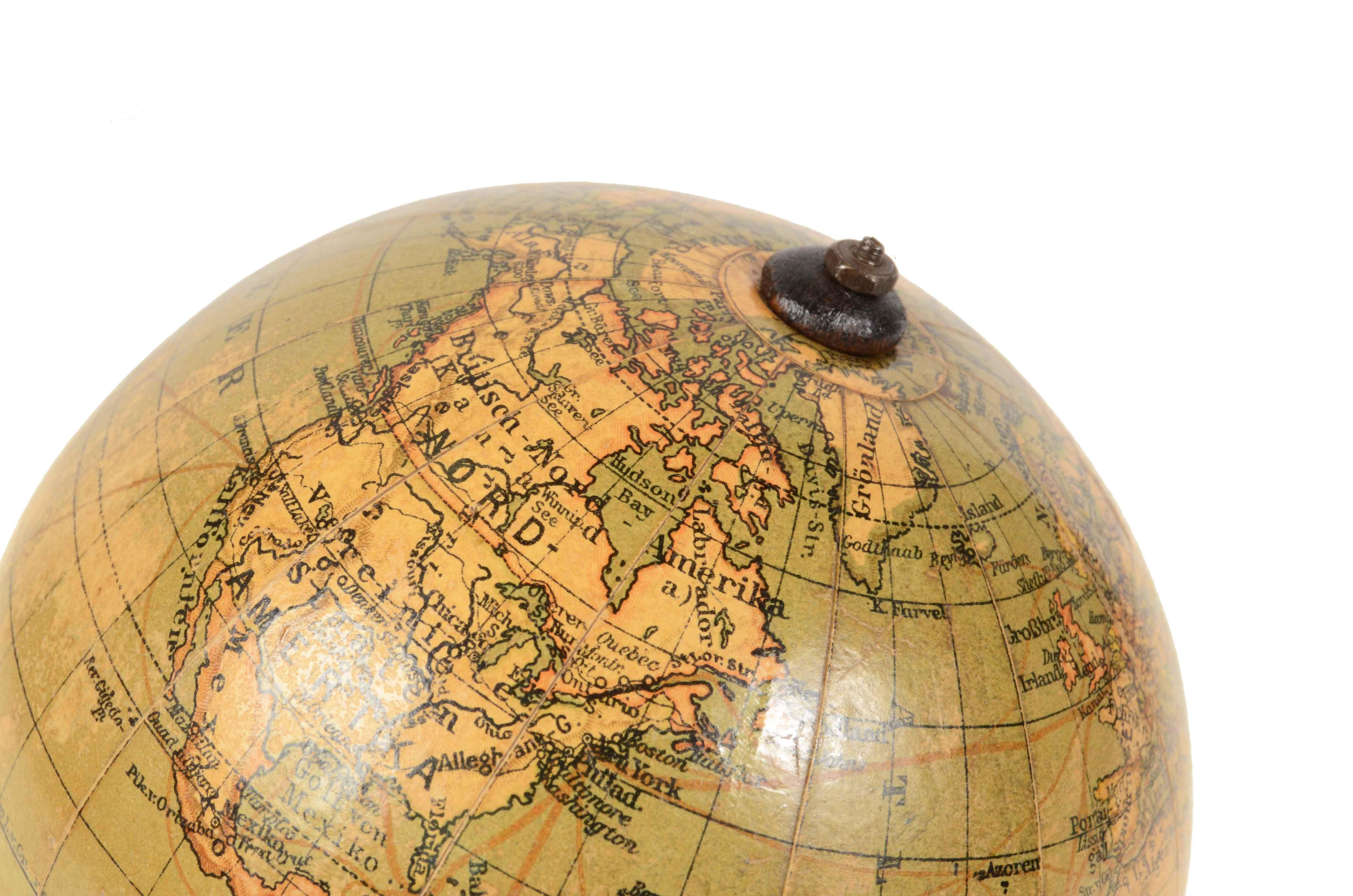 19th Century Small Terrestrial Globe Edited in Germany by Prof. Arthur Krause 4