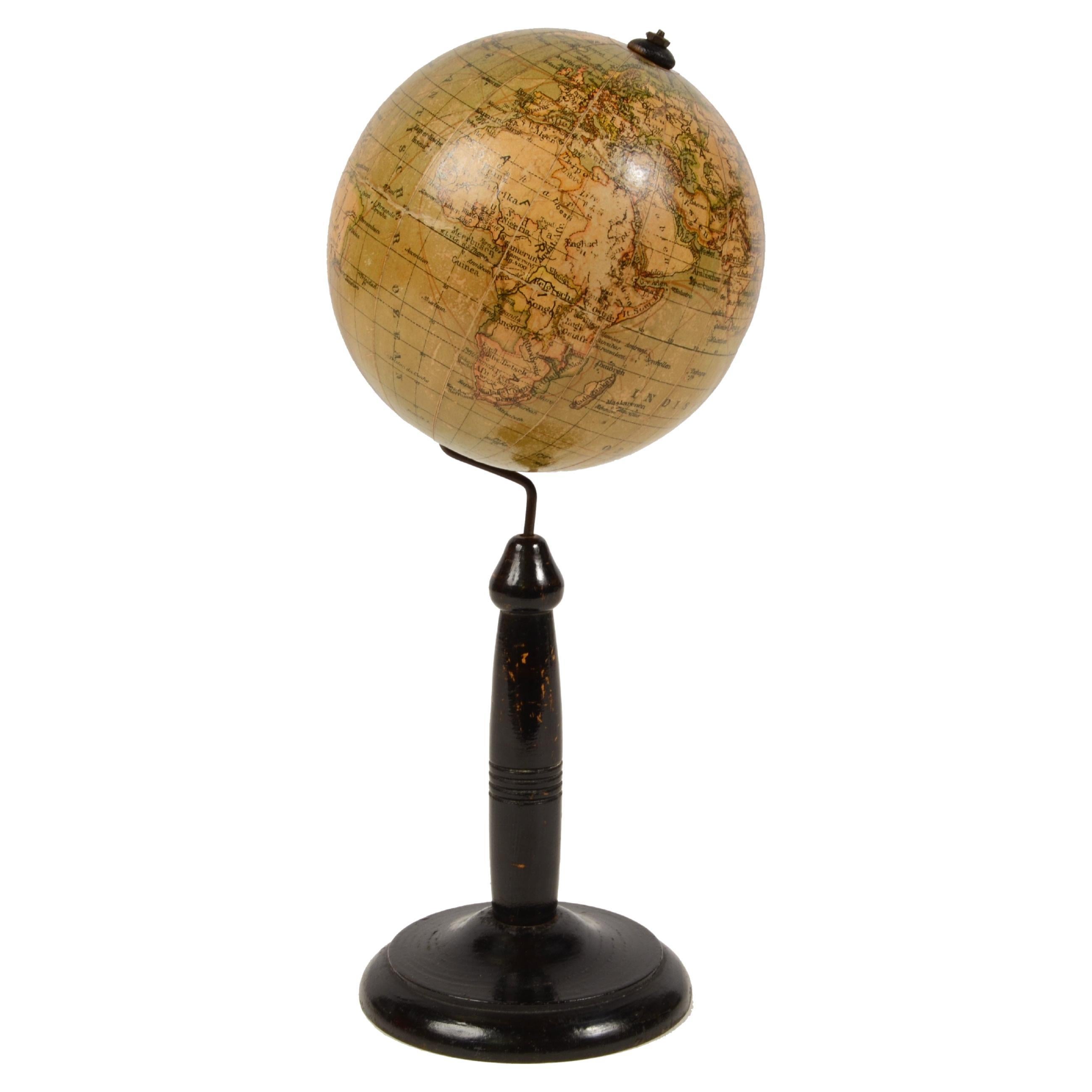 19th Century Small Terrestrial Globe Edited in Germany by Prof. Arthur Krause