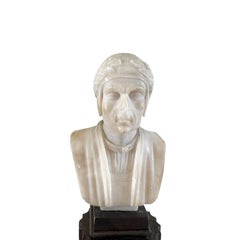 19th Century Small Trio of Antique Italian Nutwood Poet Busts