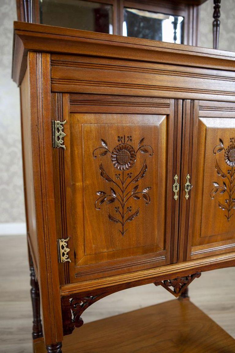 19th-Century Small Walnut Cabinet With the Motif of Sunflowers by George Davis For Sale 1