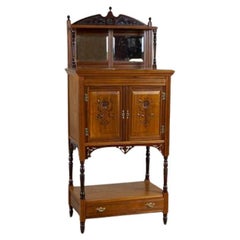 Used 19th-Century Small Walnut Cabinet With the Motif of Sunflowers by George Davis