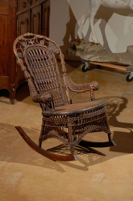 19th Century Small Wicker Rocker from England 5