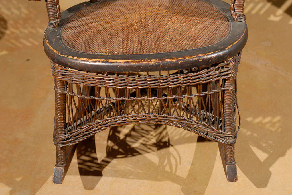 19th Century Small Wicker Rocker from England 3