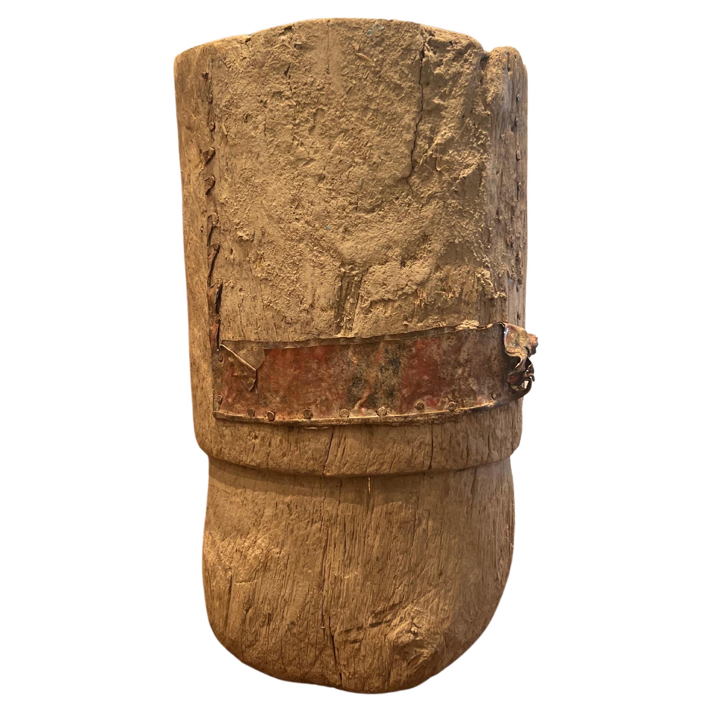 19th Century Small Wooden/Metal Mortar  For Sale