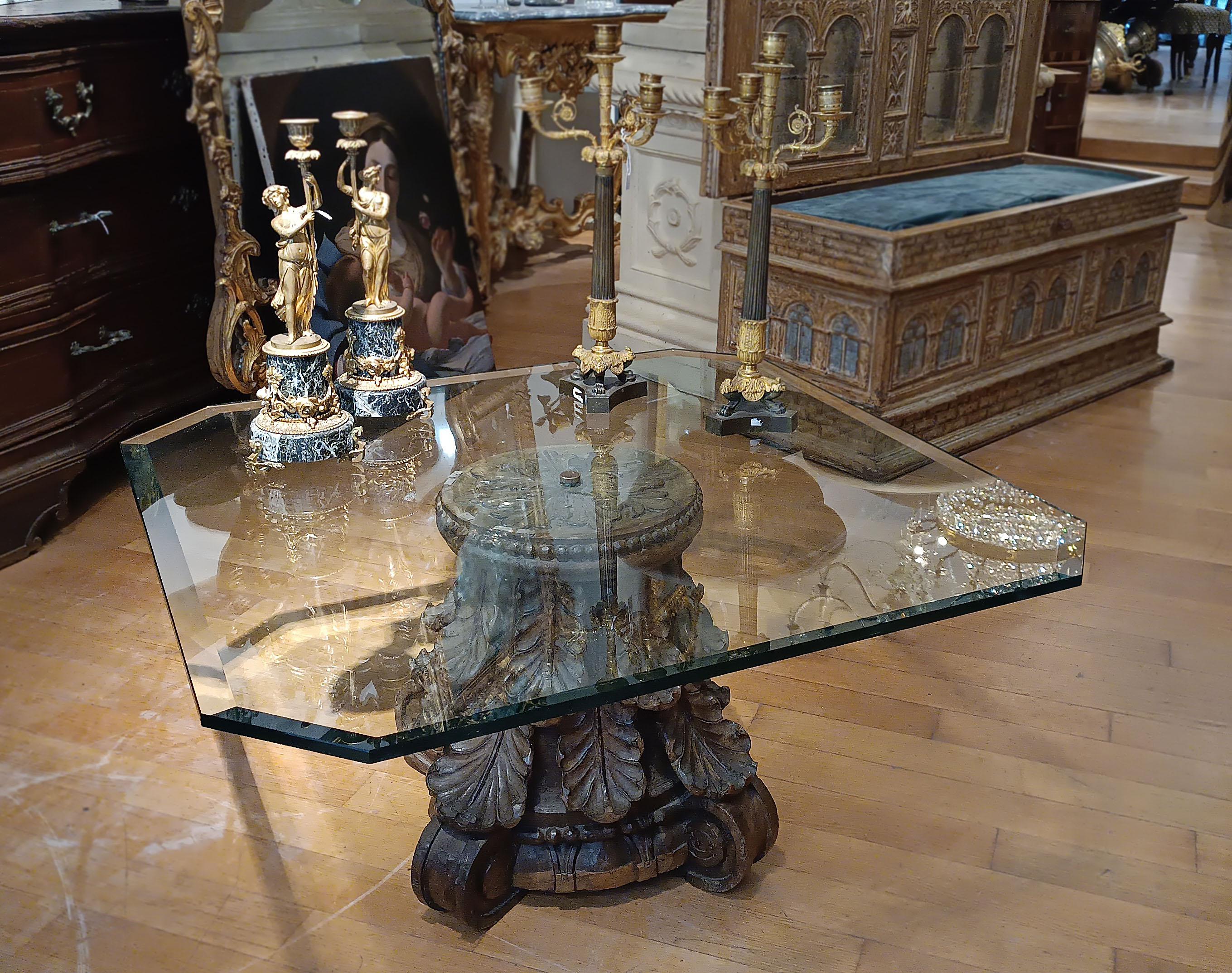19th CENTURY SMOKING TABLE WITH CRYSTAL GLASS TOP For Sale 3