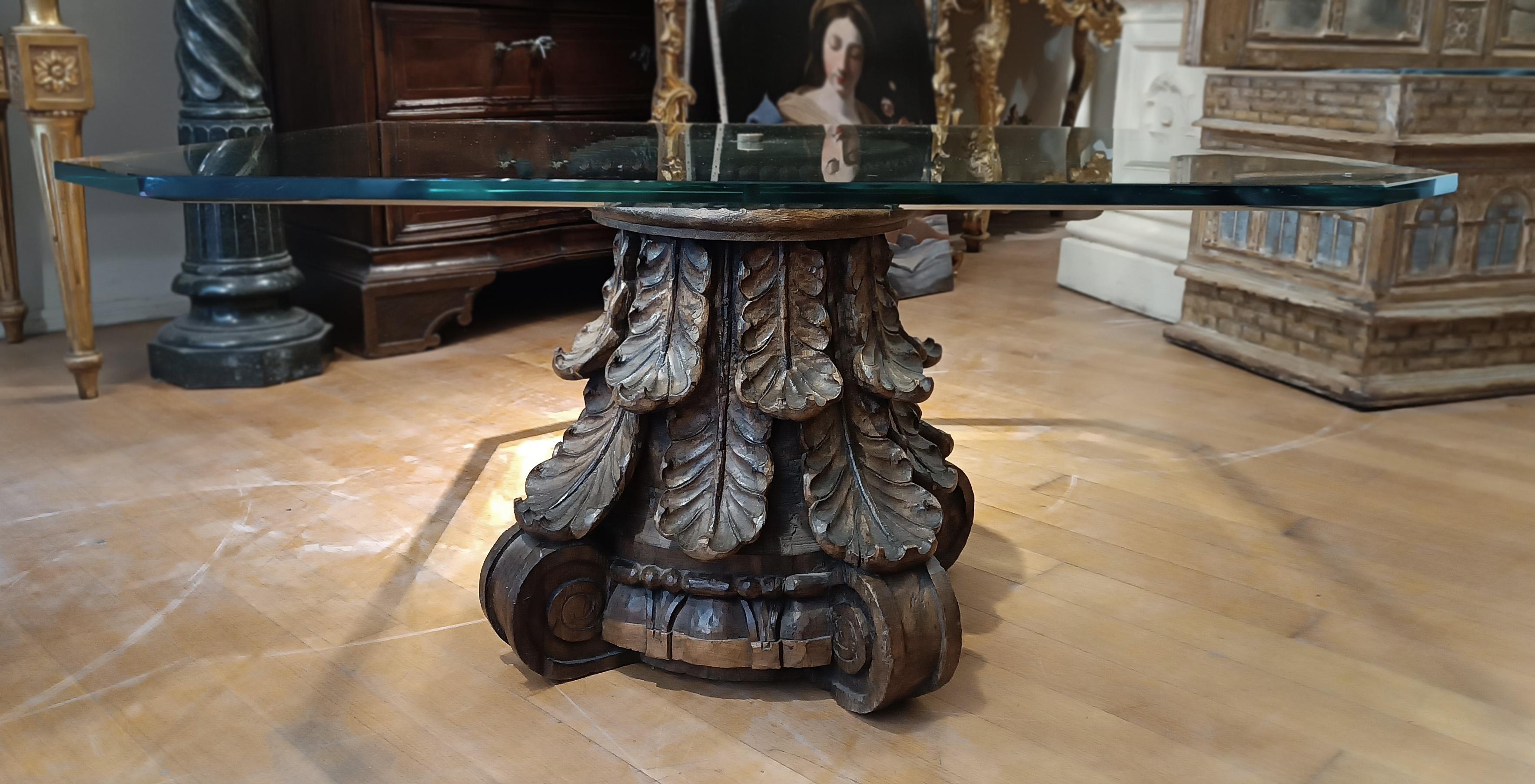 Italian 19th CENTURY SMOKING TABLE WITH CRYSTAL GLASS TOP For Sale