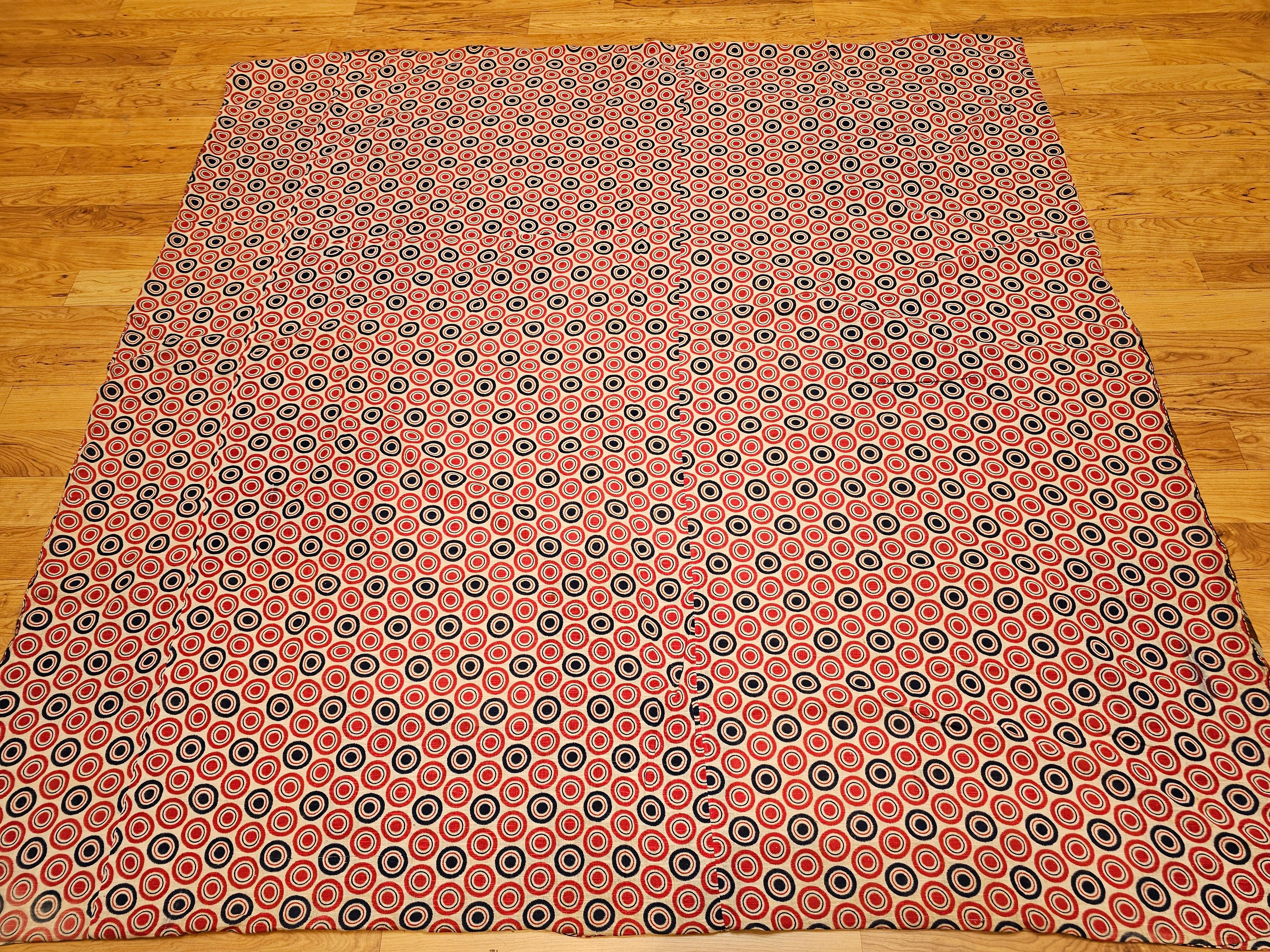 19th Century Society Crazy Quilt in Turquoise, Pink, Yellow, Navy, Green, Red For Sale 14