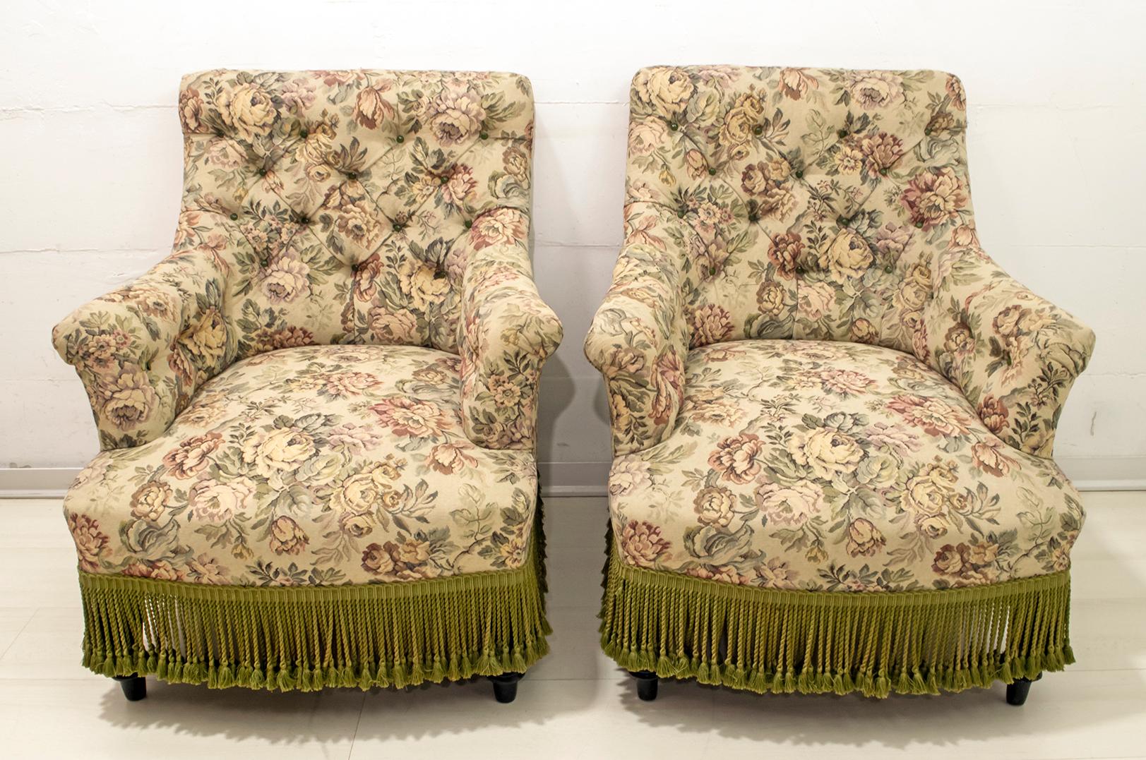 Fabric 19th Century Sofa and Two Armchairs Napoleon III French Gobelin Coating