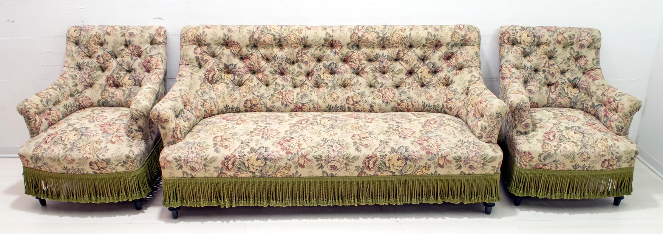 19th Century Sofa and Two Armchairs Napoleon III French Gobelin Coating 5