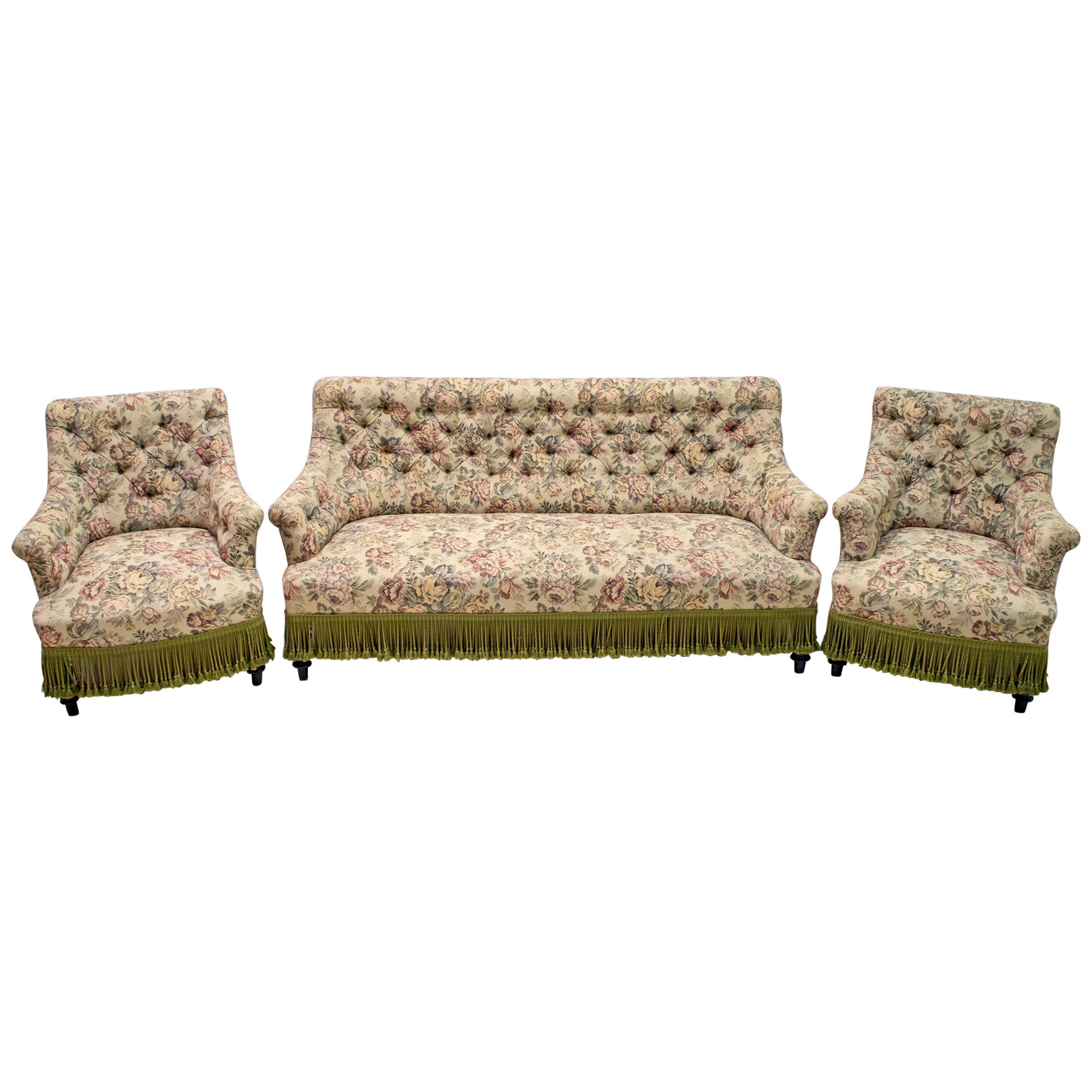 19th Century Sofa and Two Armchairs Napoleon III French Gobelin Coating