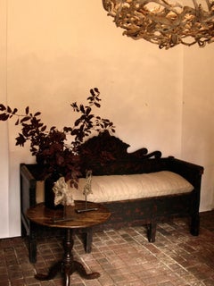 19th Century Sofa, Bed, Origin Scandinavia, Folk Art, Country Piece, Black, Red