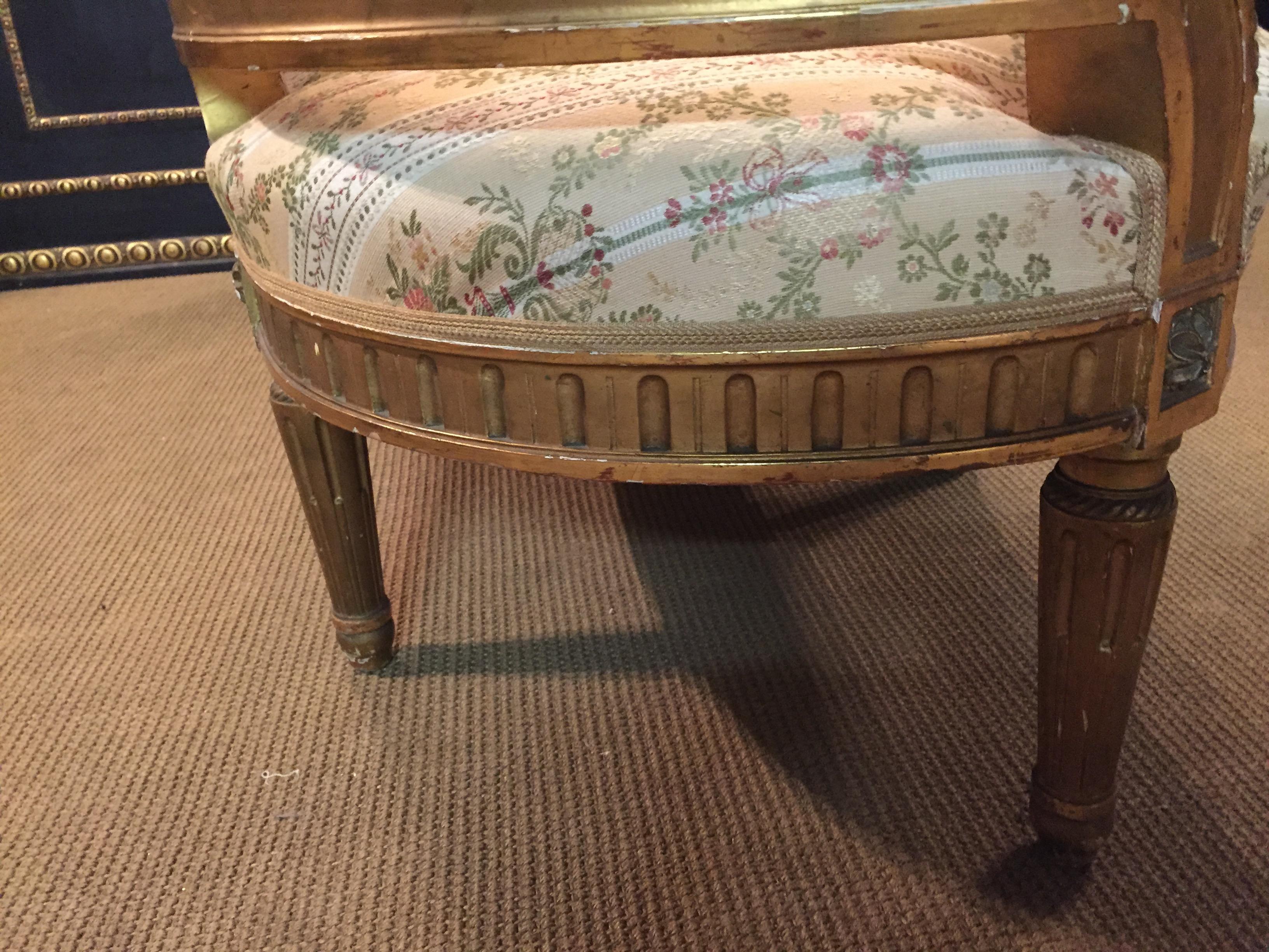 19th Century Sofa in Louis XVI Style, Solid Beechwood Poliment Gilded 5