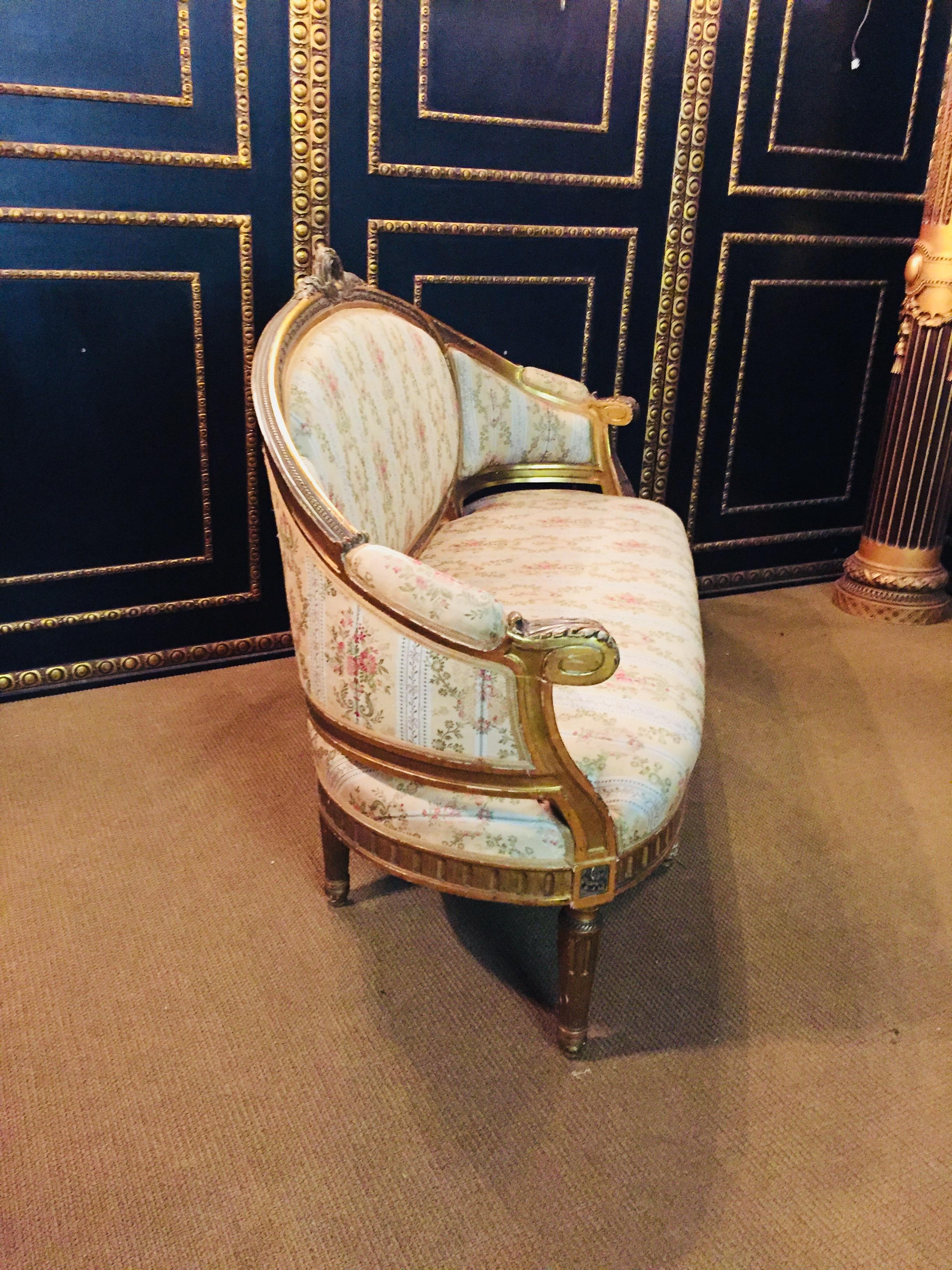 19th Century Sofa in Louis XVI Style, Solid Beechwood Poliment Gilded 12