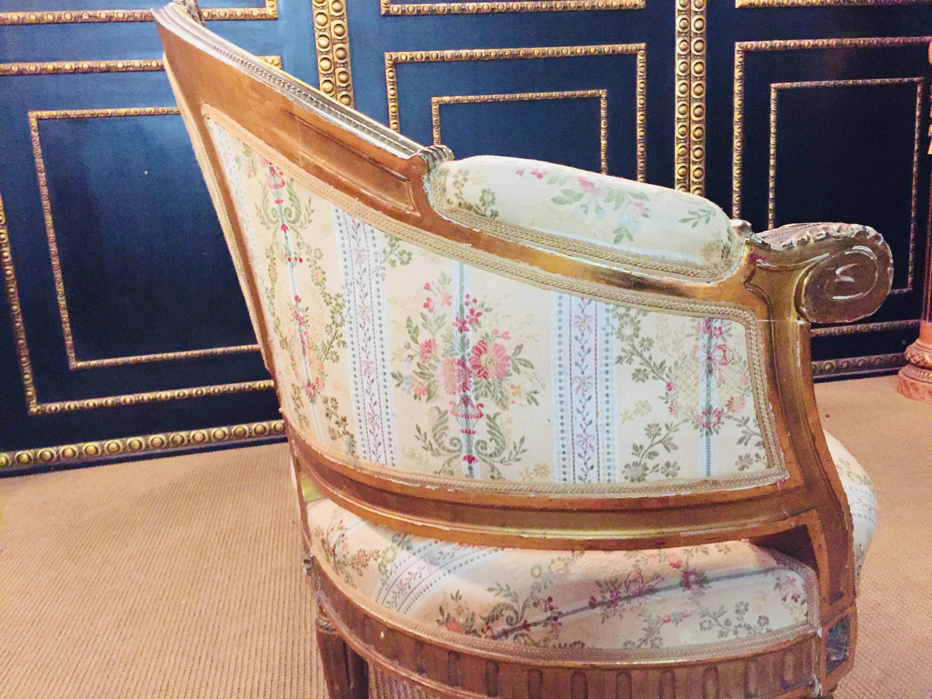 19th Century Sofa in Louis XVI Style, Solid Beechwood Poliment Gilded 13