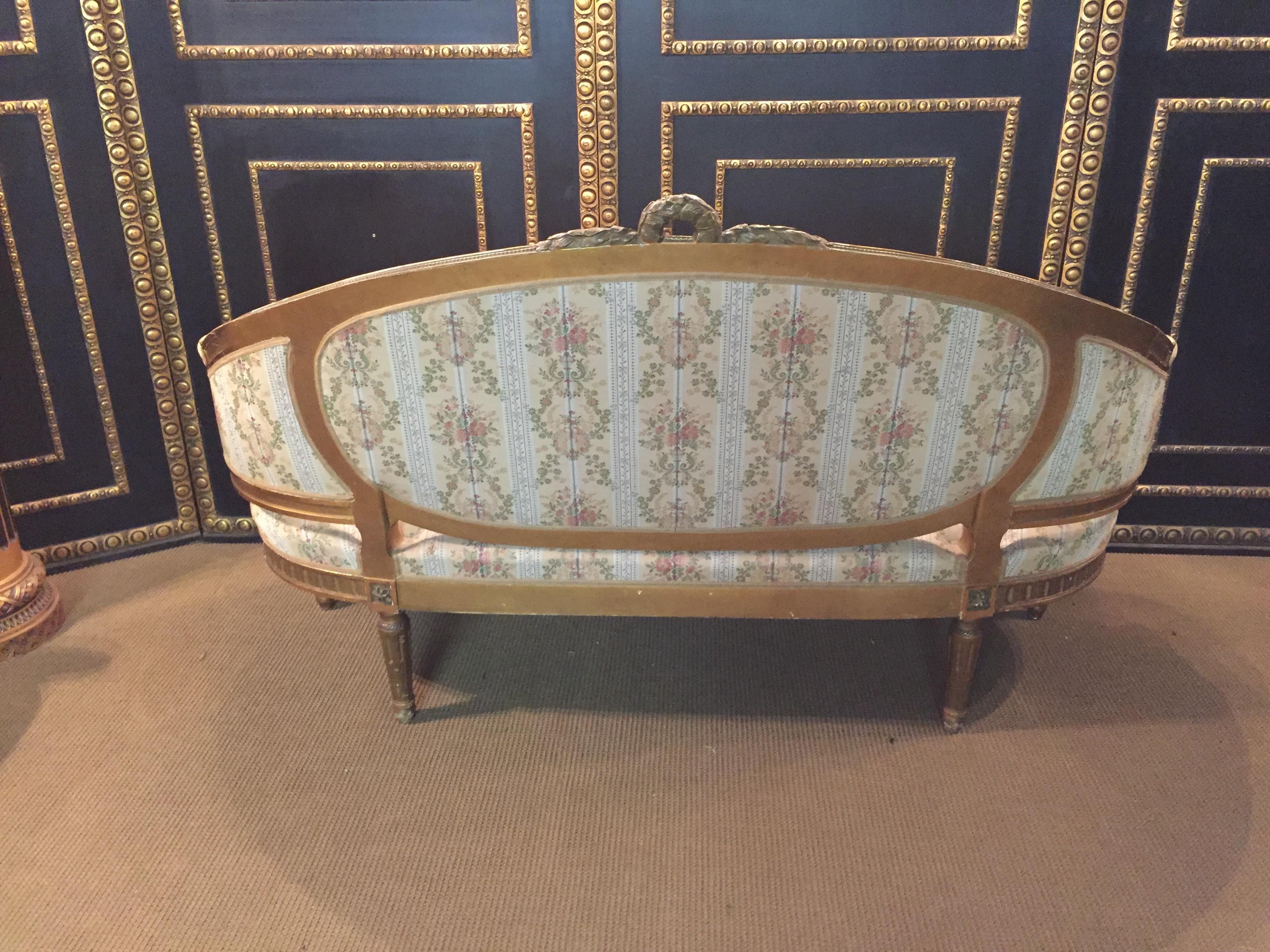 19th Century Sofa in Louis XVI Style, Solid Beech Wood Poliment Gilded 8