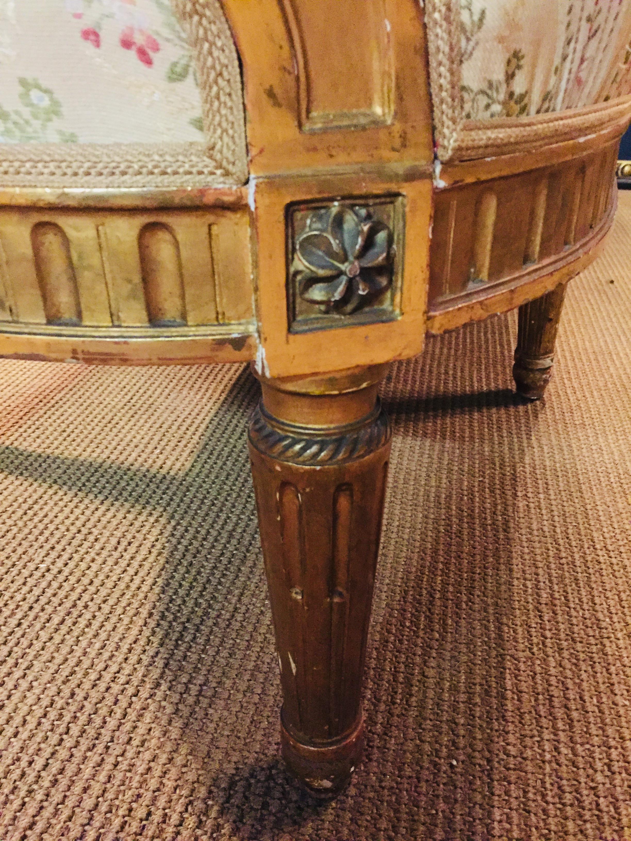 19th Century Sofa in Louis XVI Style, Solid Beechwood Poliment Gilded 10