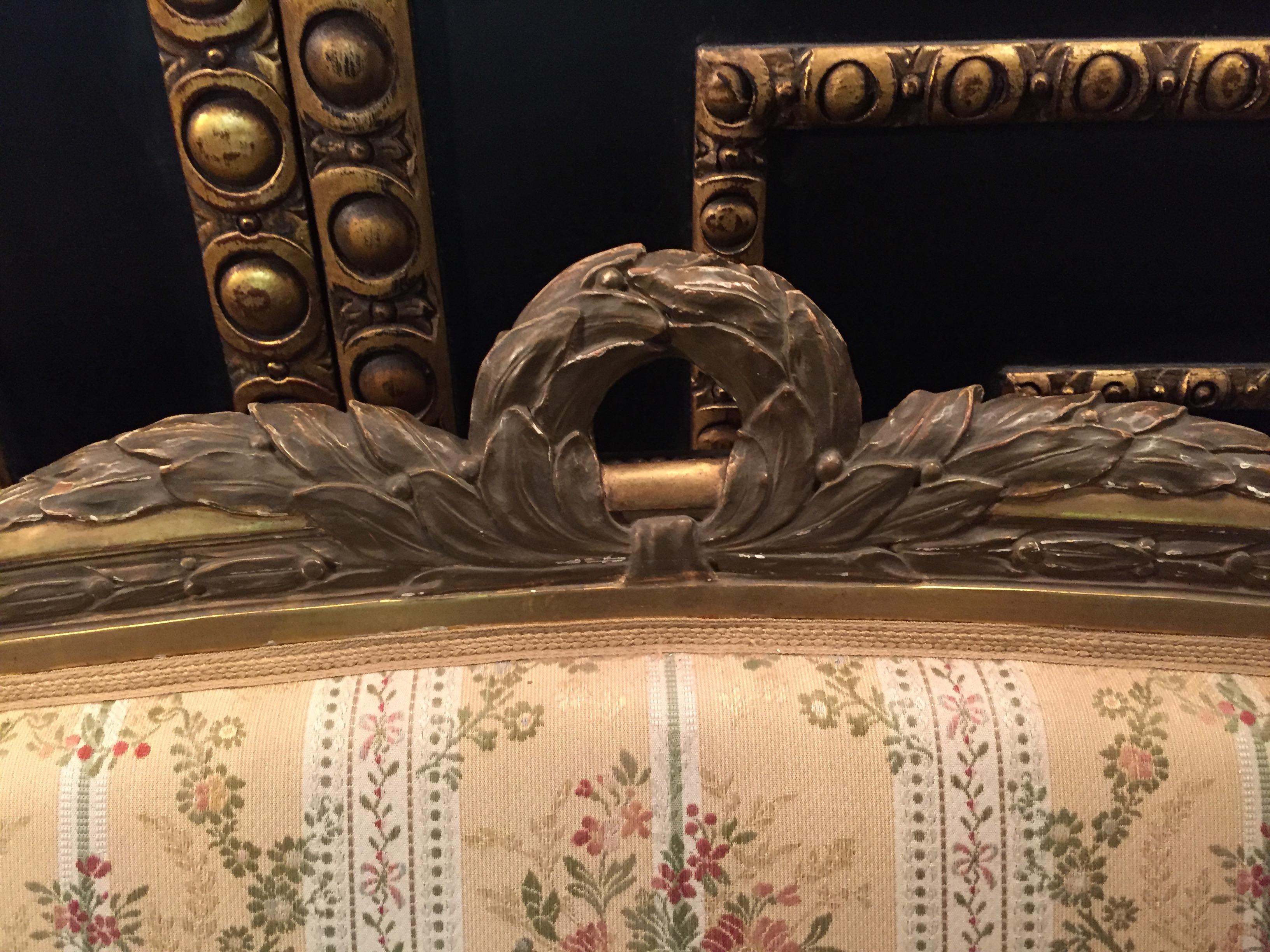 19th Century Sofa in Louis XVI Style, Solid Beech Wood Poliment Gilded In Good Condition In Berlin, DE