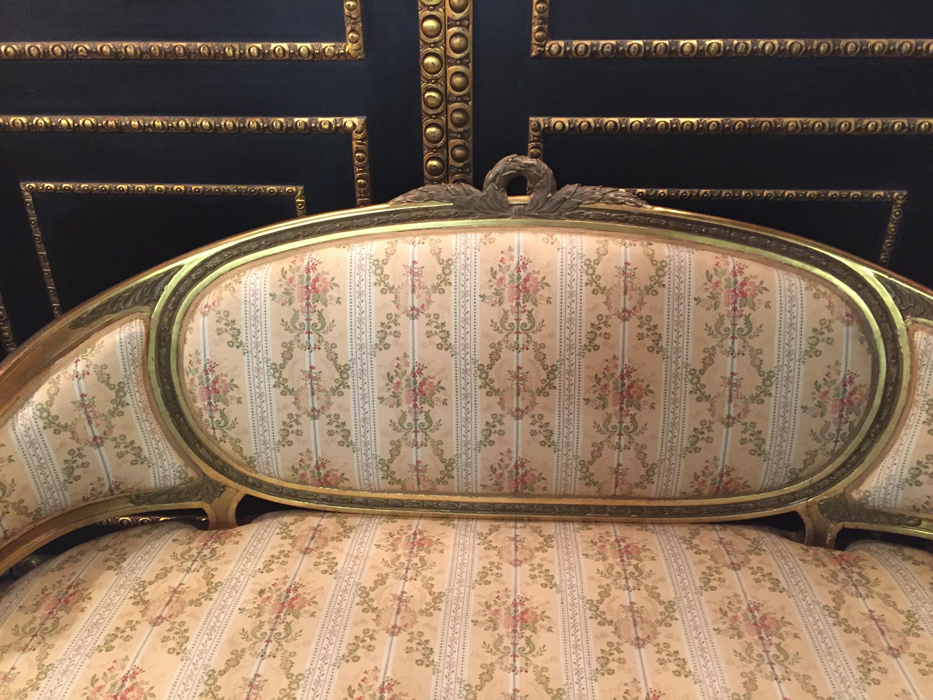 19th Century Sofa in Louis XVI Style, Solid Beechwood Poliment Gilded 2