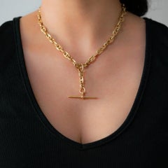 19th Century Solid 18 Karat Yellow Gold Marine Link Watch Chain, circa 1880s