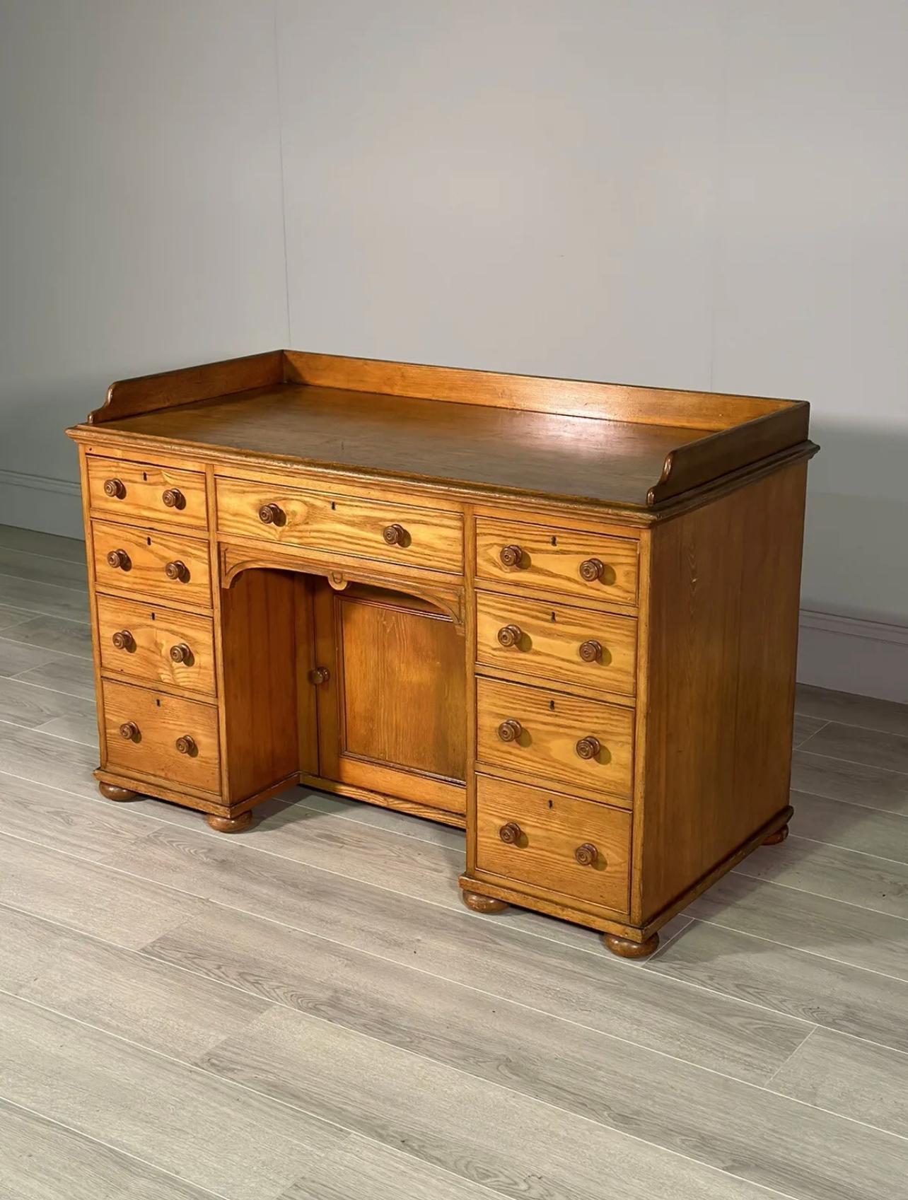 19th Century Solid Ash Kneehole Desk For Sale 5
