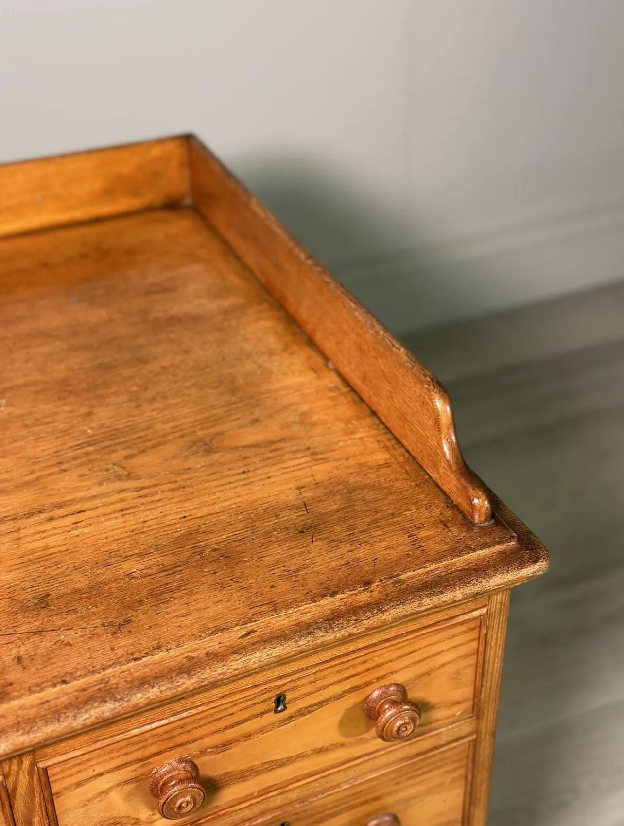 19th Century Solid Ash Kneehole Desk For Sale 2