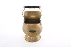 19th Century Solid Brass Ash Bucket / Log Holder