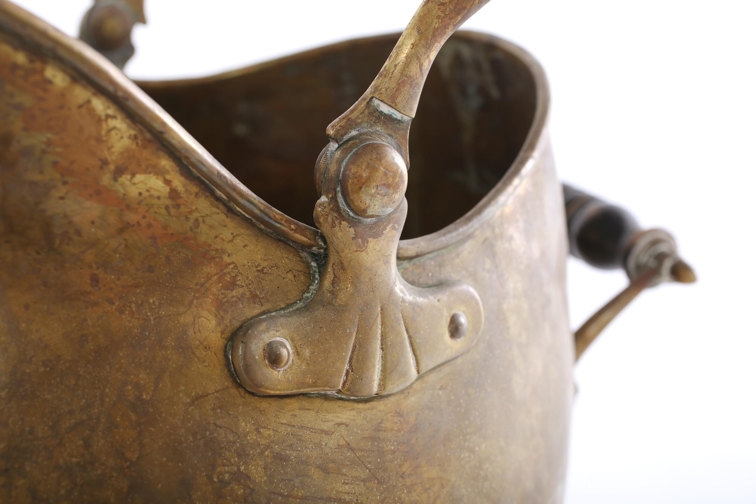 German 19th Century Solid Brass Ash Bucket / Log Holder