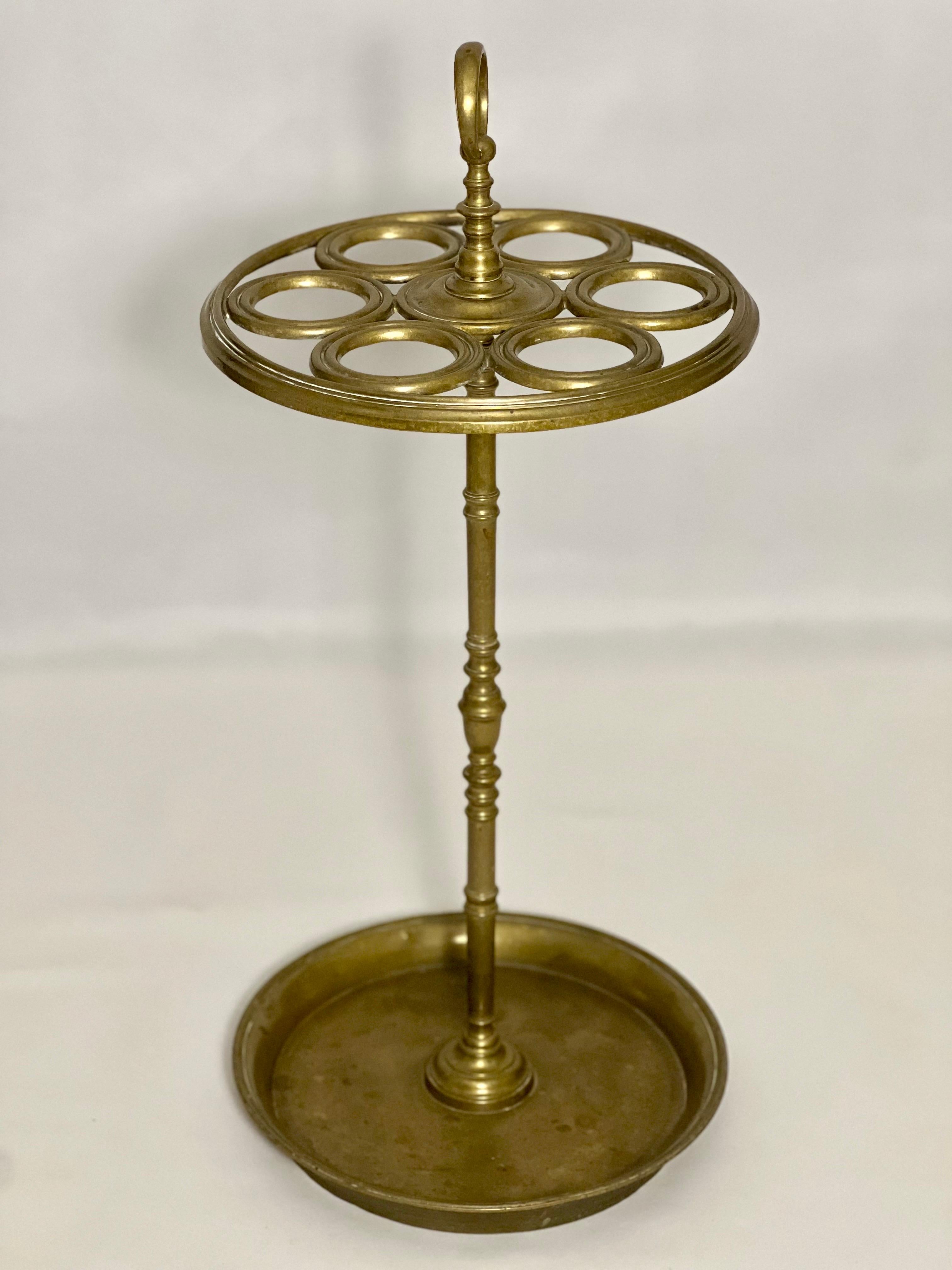 Arts and Crafts 19th Century Solid Brass Umbrella Stand For Sale