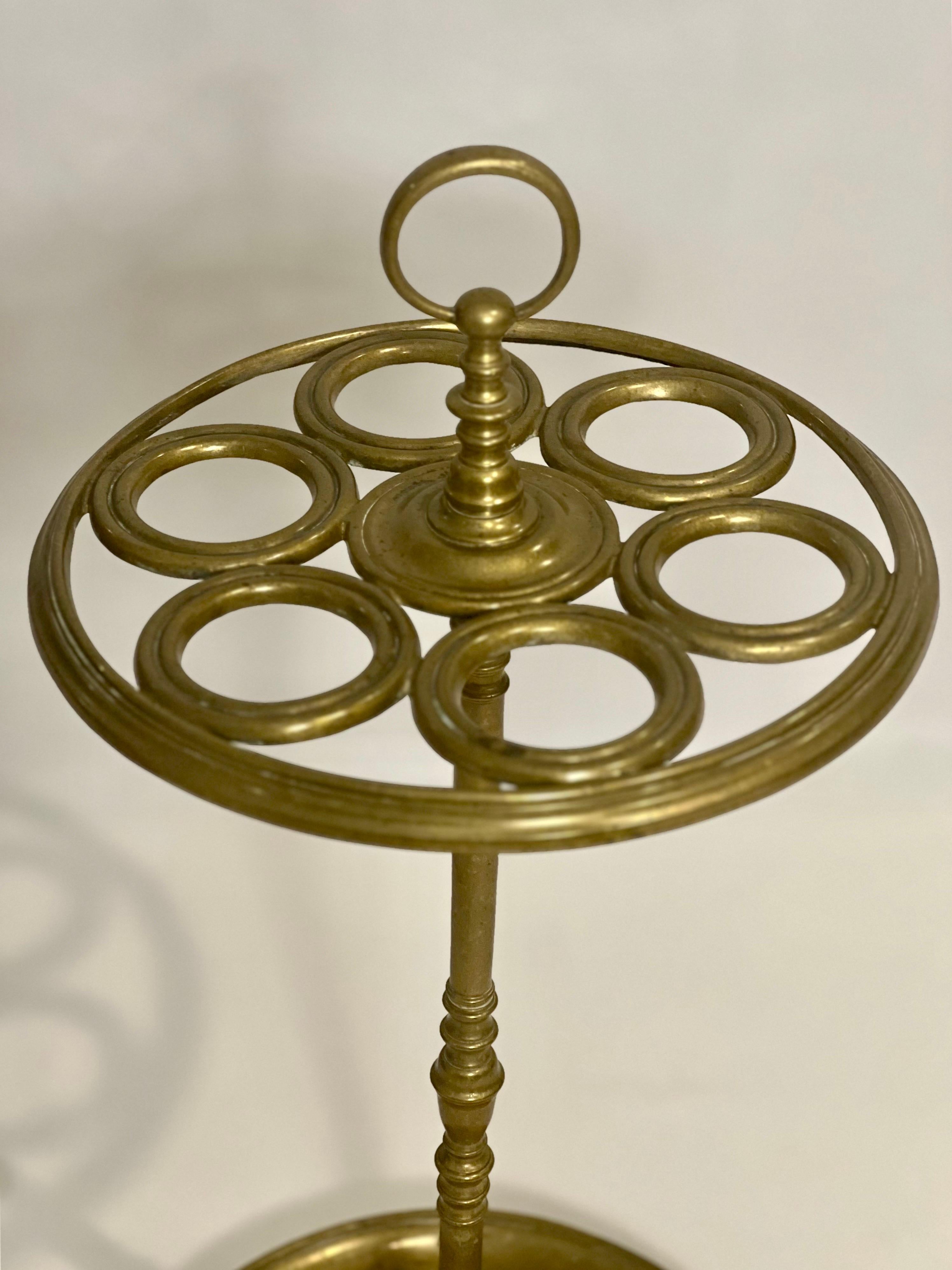European 19th Century Solid Brass Umbrella Stand For Sale