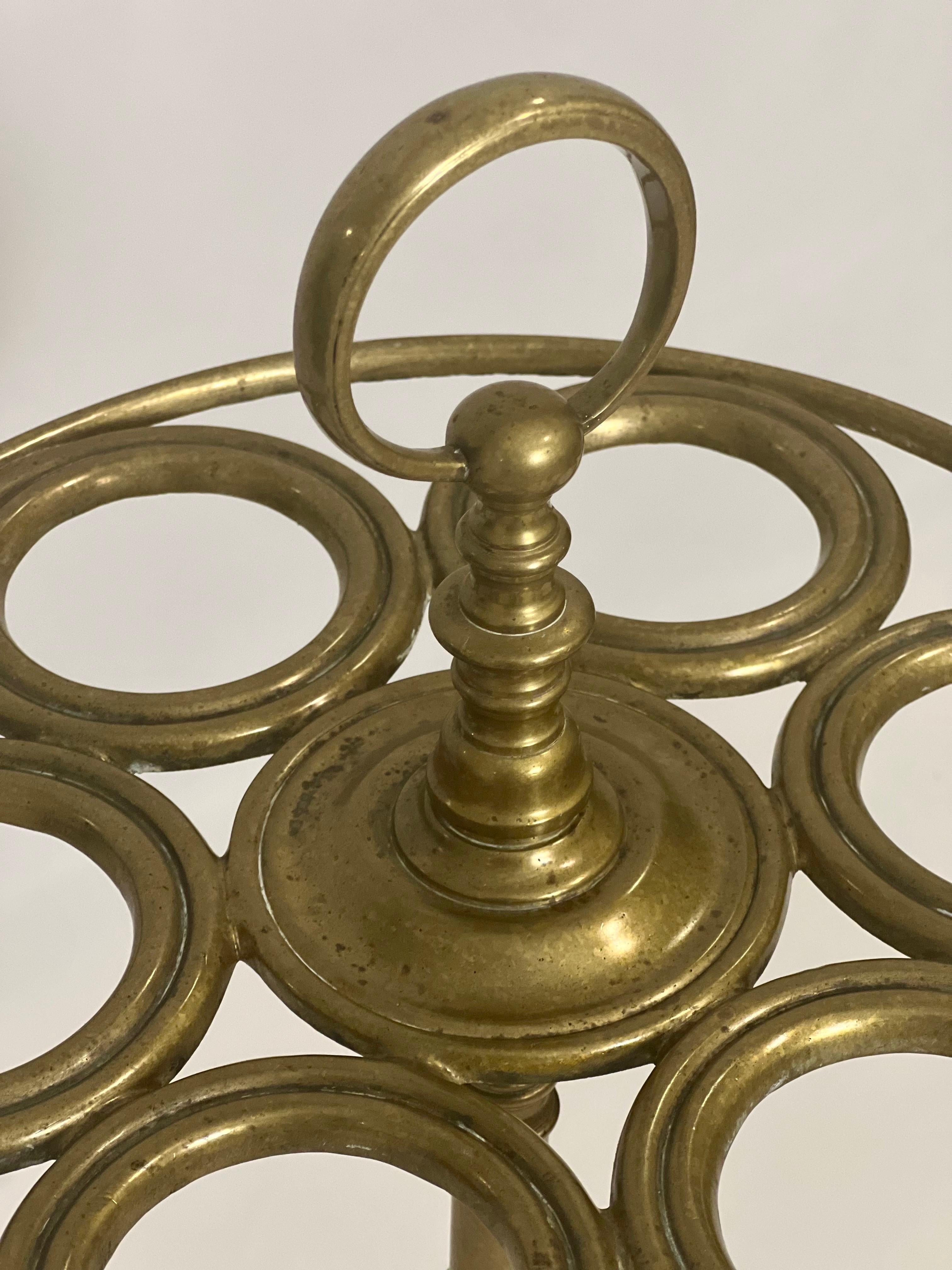 19th Century Solid Brass Umbrella Stand In Good Condition For Sale In Doylestown, PA