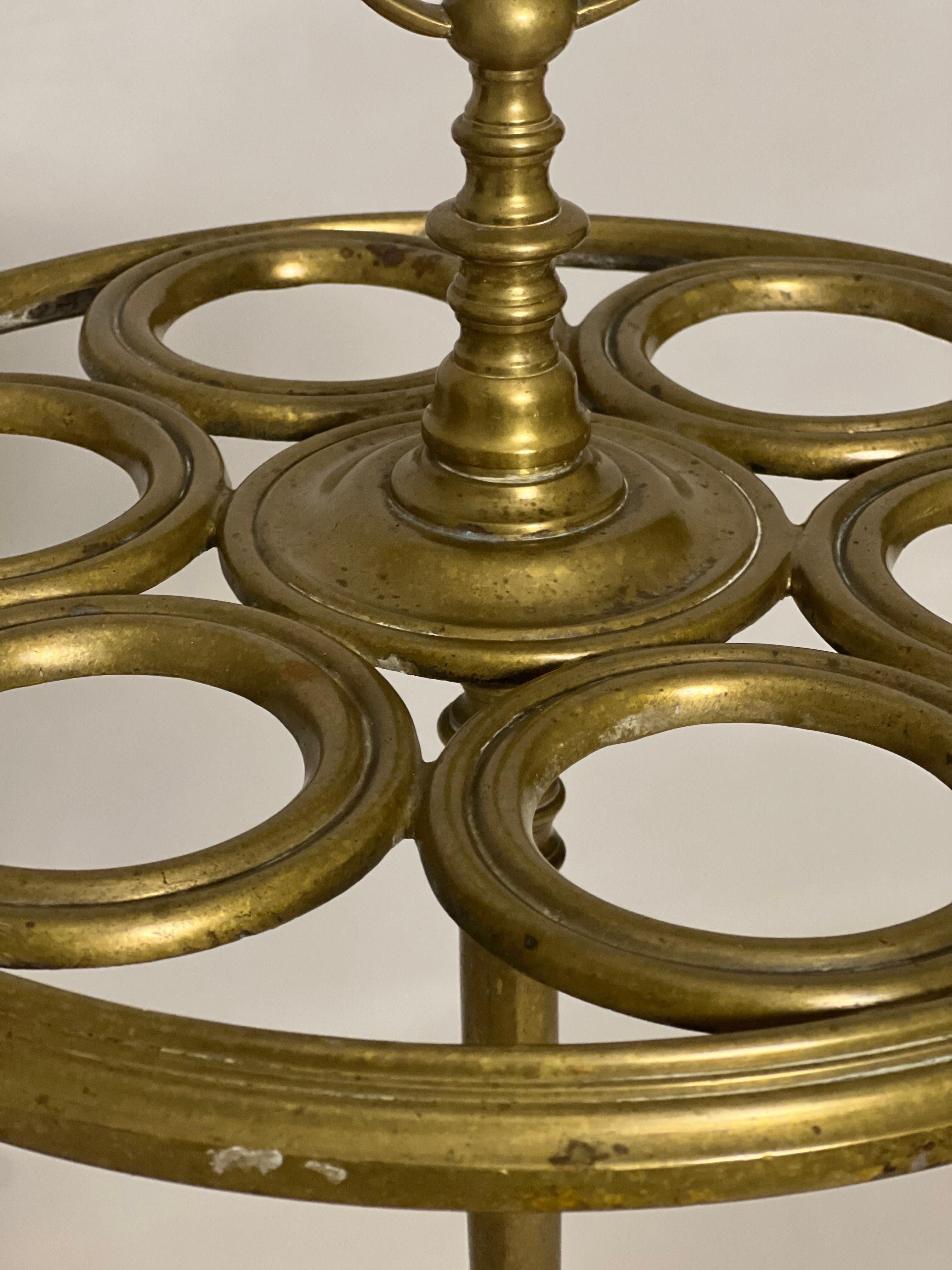 19th Century Solid Brass Umbrella Stand For Sale 1