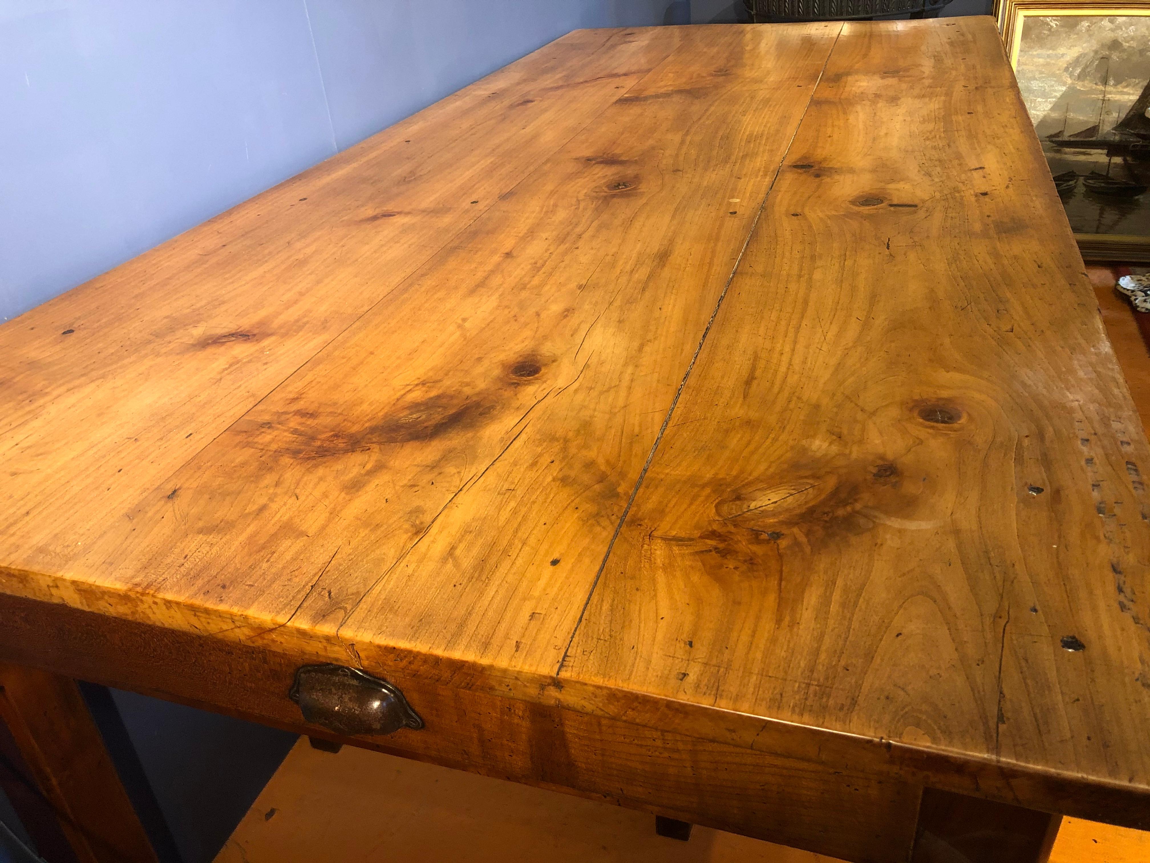 19th Century Solid Cherrywood Dining Table 4