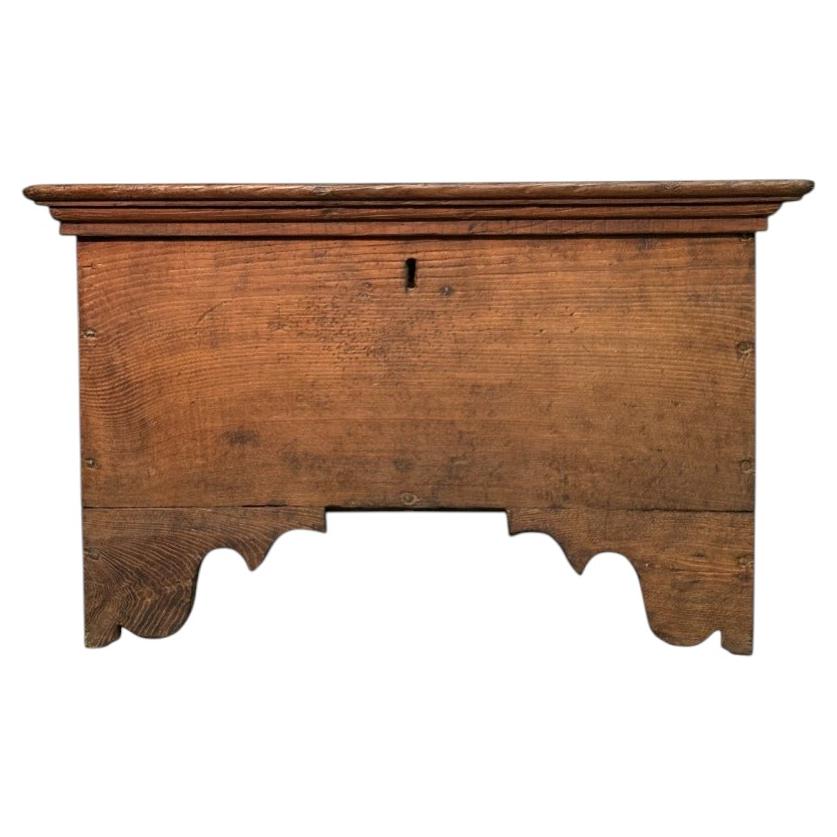 19th-Century Solid Chestnut Wood Chest with Rustic Alpine Character