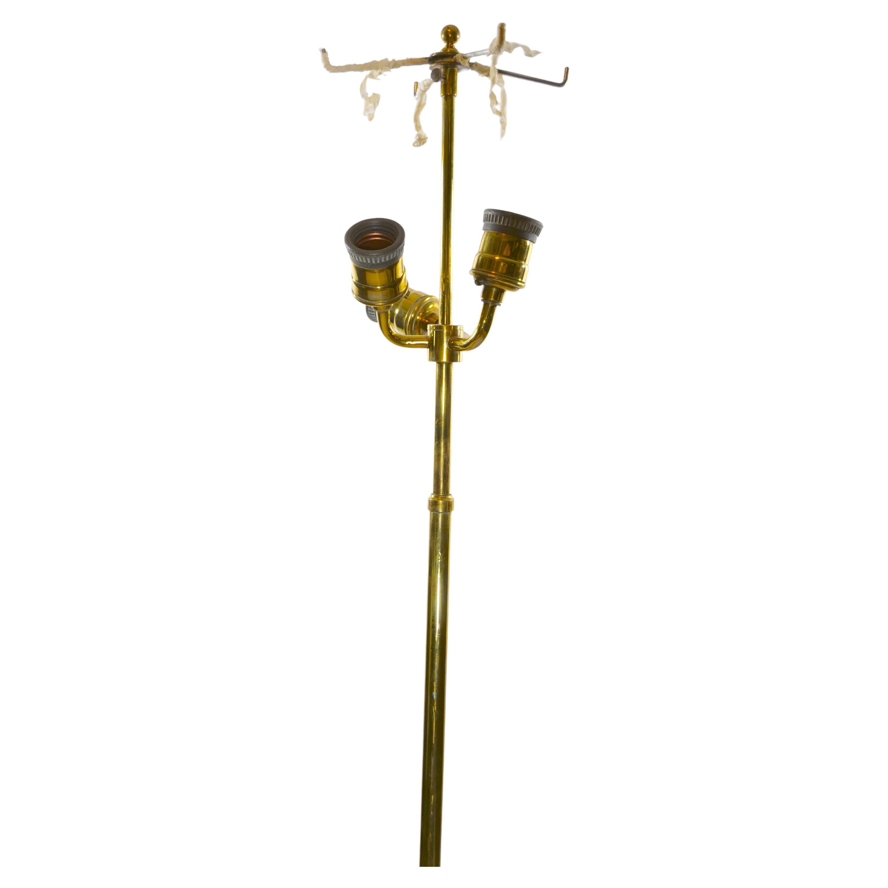 19th Century Solid Gilt Brass / Footed Round Base Floor Lamp 6