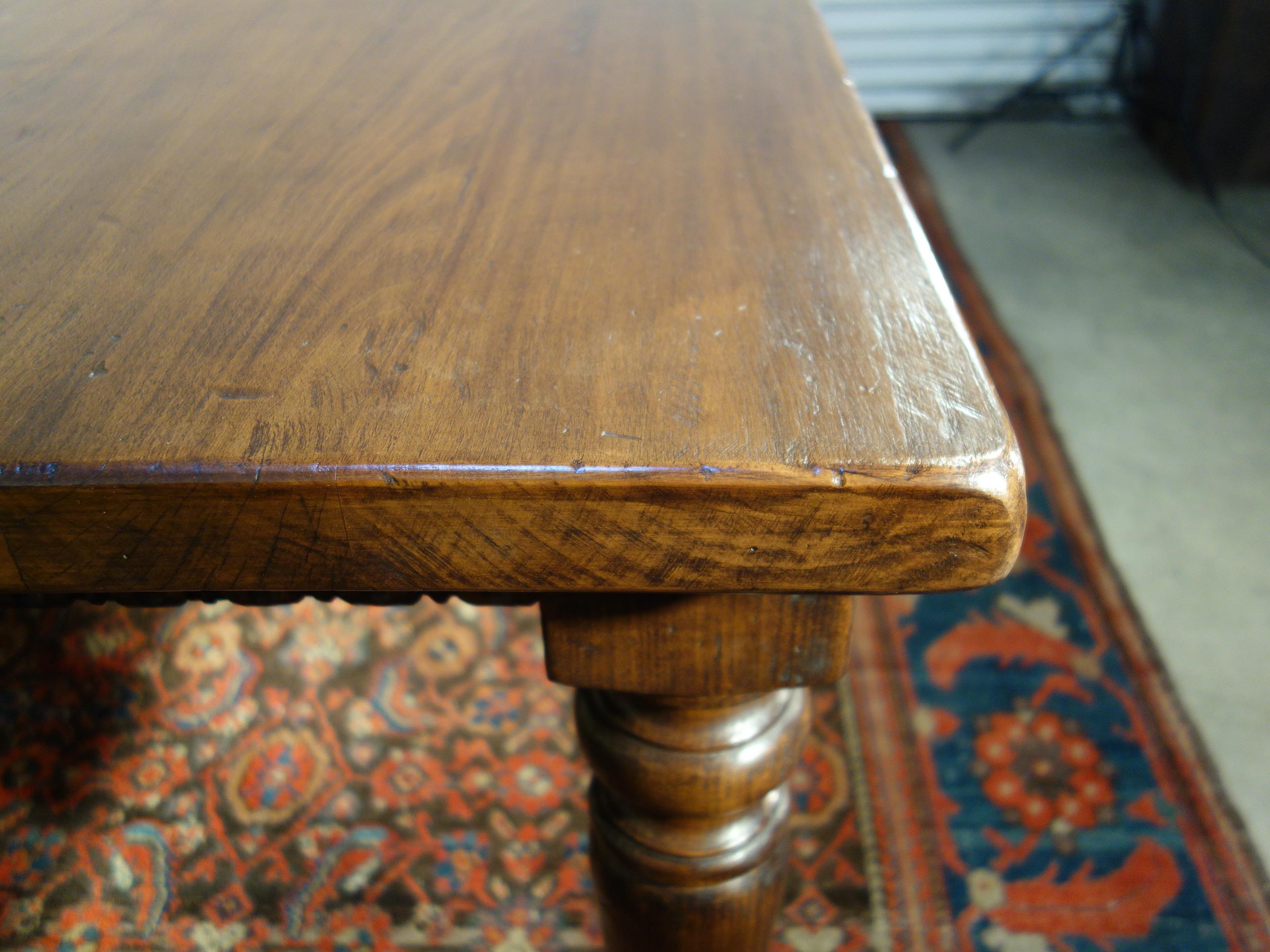 19th C Style Solid Italian TORINO Walnut Table Renaissance Dentil custom size For Sale 6