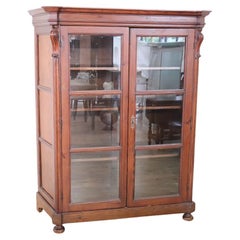 19th Century Solid Larch Wood Used Bookcase or Vitrine
