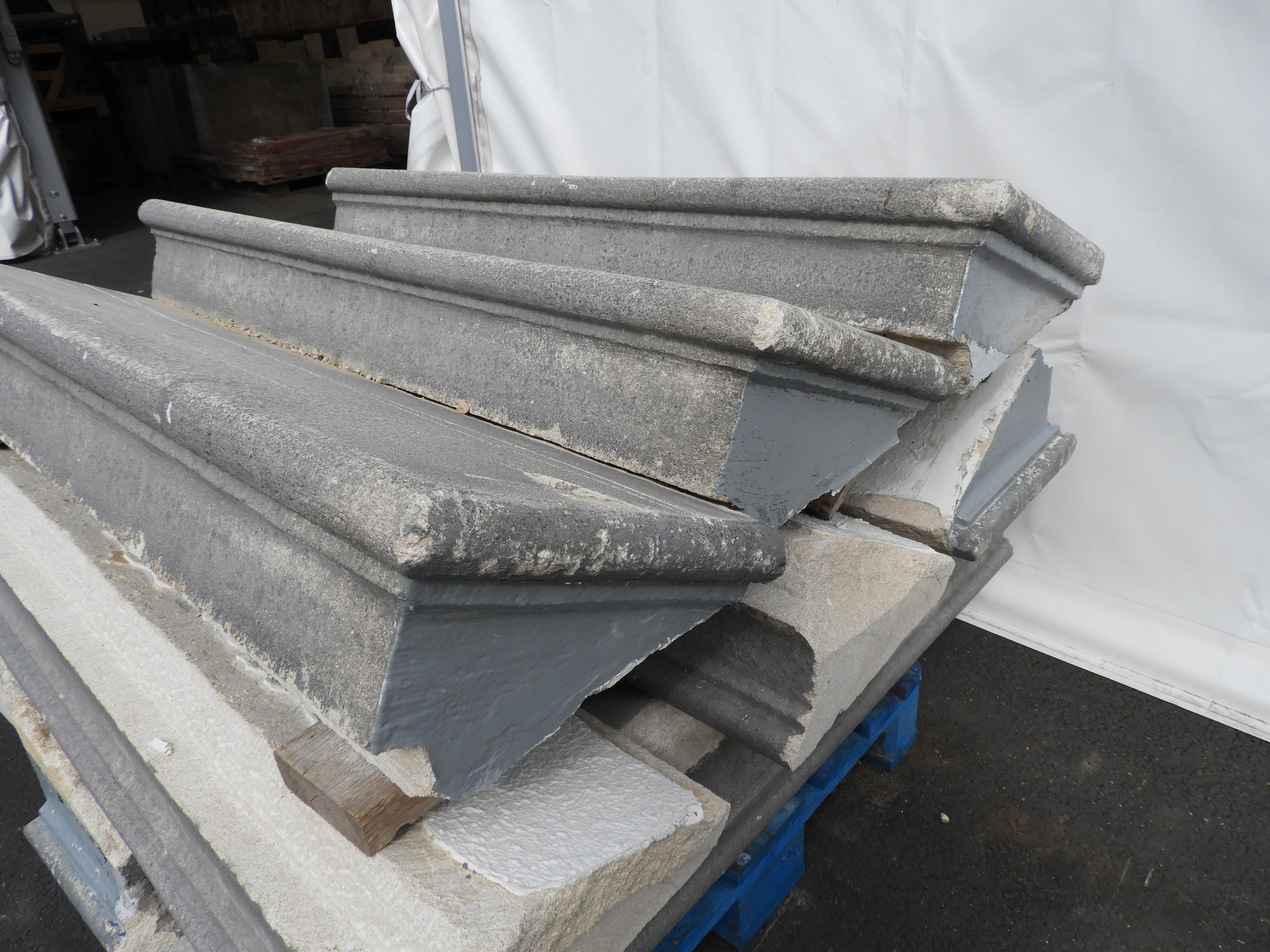 French 19th Century Solid Limestone Stair Treads with Nosing For Sale