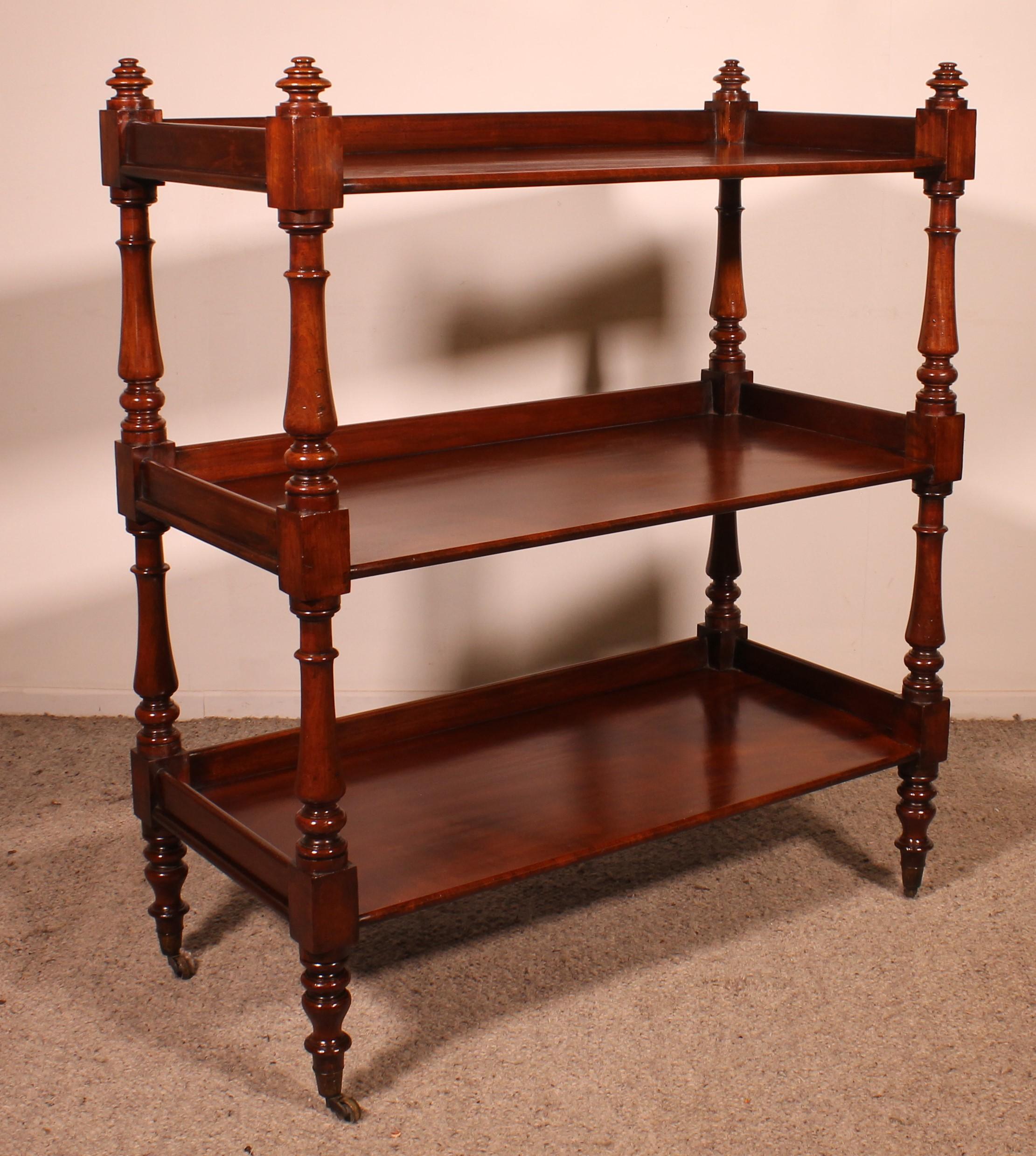19th Century Solid Mahogany Three Tier Buffet For Sale 7