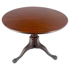 19th Century Solid Mahogany Tilt Top Claw Feet Lamp Side Center Breakfast Table