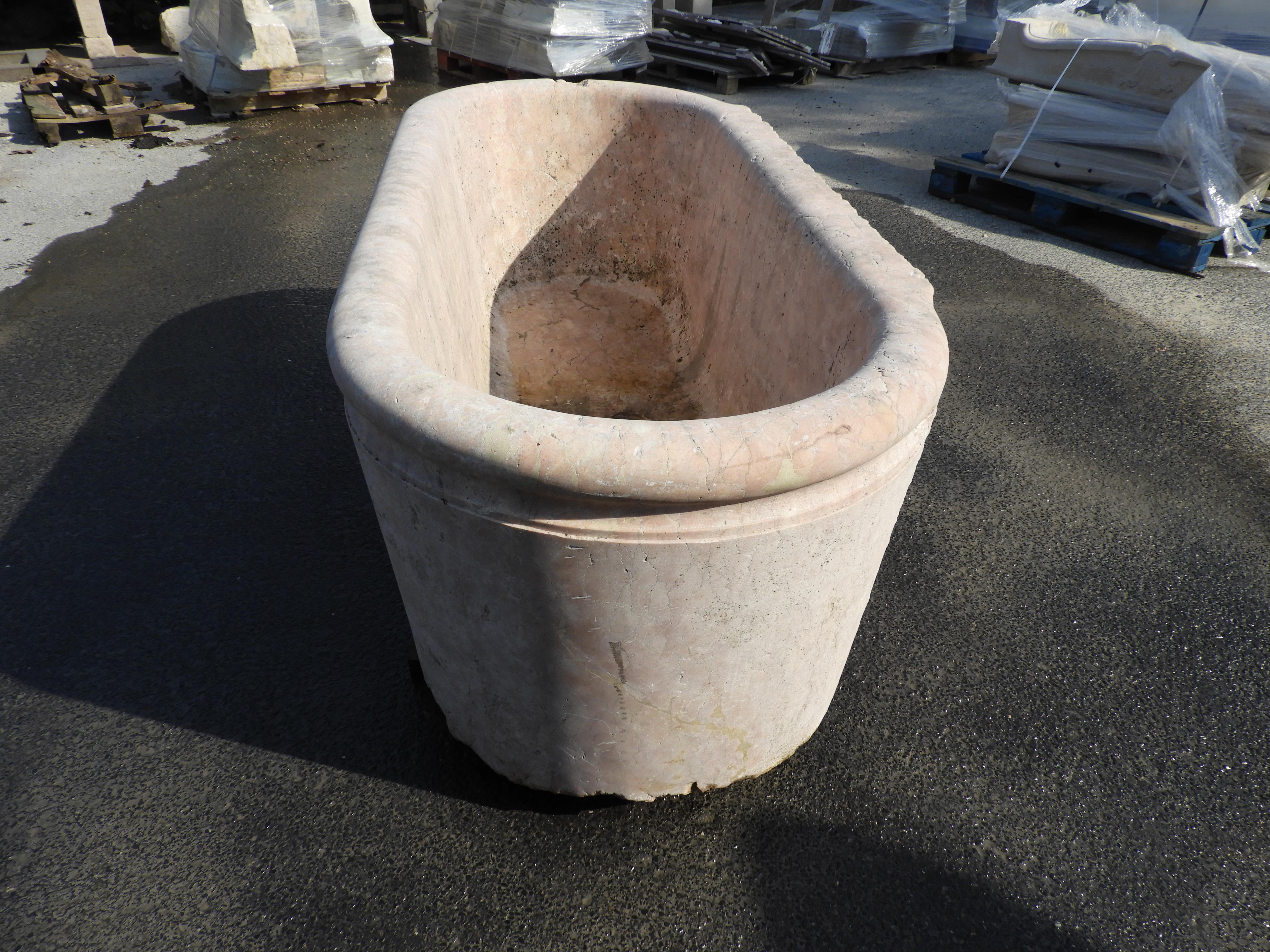 Other 19th Century Solid Marble Bathtub in Rojo Alicante