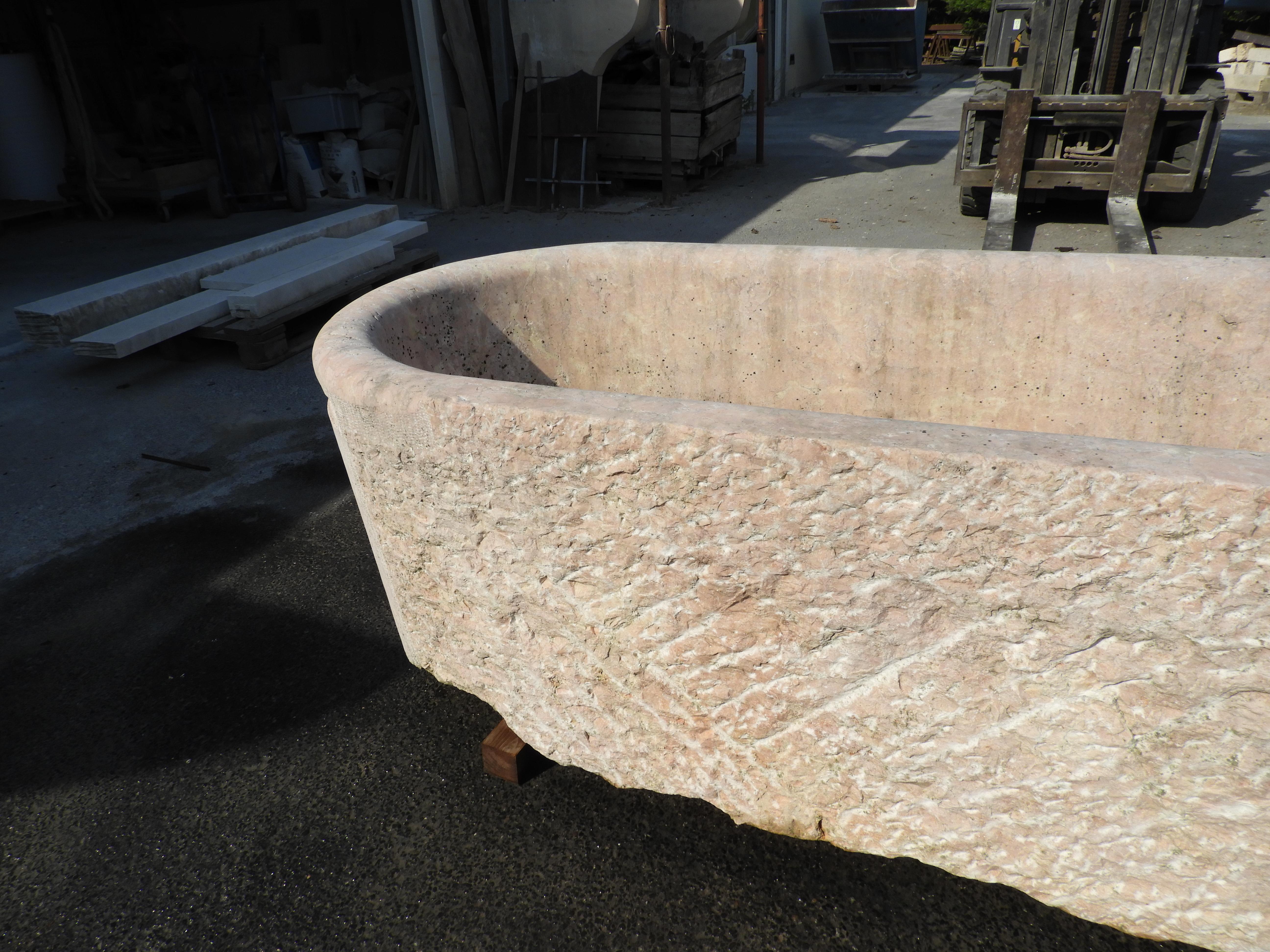 Spanish 19th Century Solid Marble Bathtub in Rojo Alicante